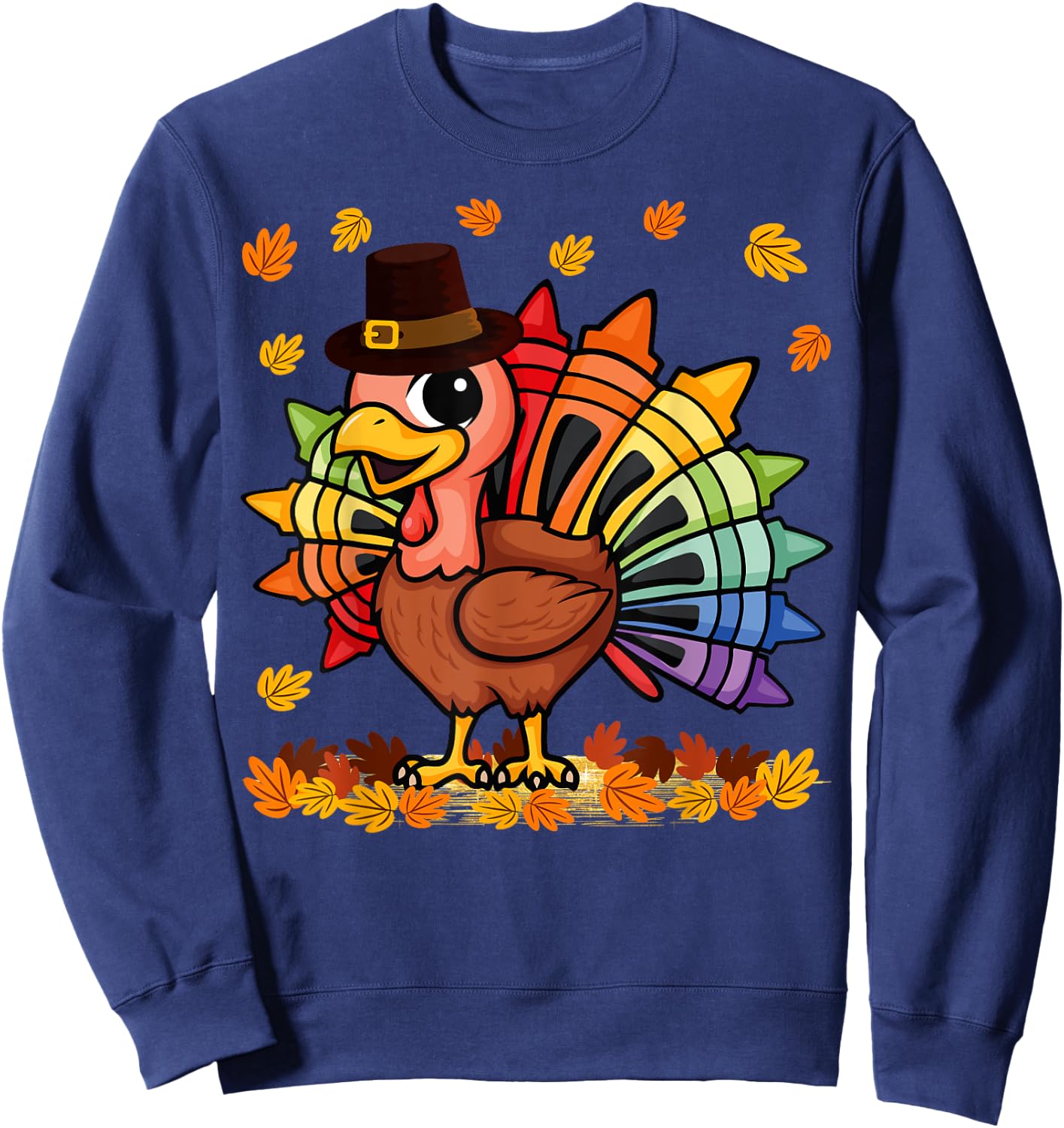 Funny Turkey Thanksgiving Turkey Art Teacher Men Women Sweatshirt - Sweatshirt | Navy