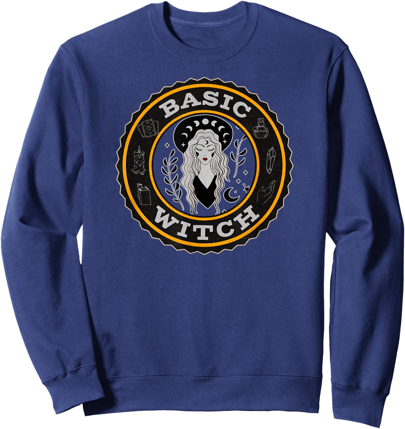Pretty Halloween Basic Witch with Witchy Things Halloween Sweatshirt - Sweatshirt | Navy