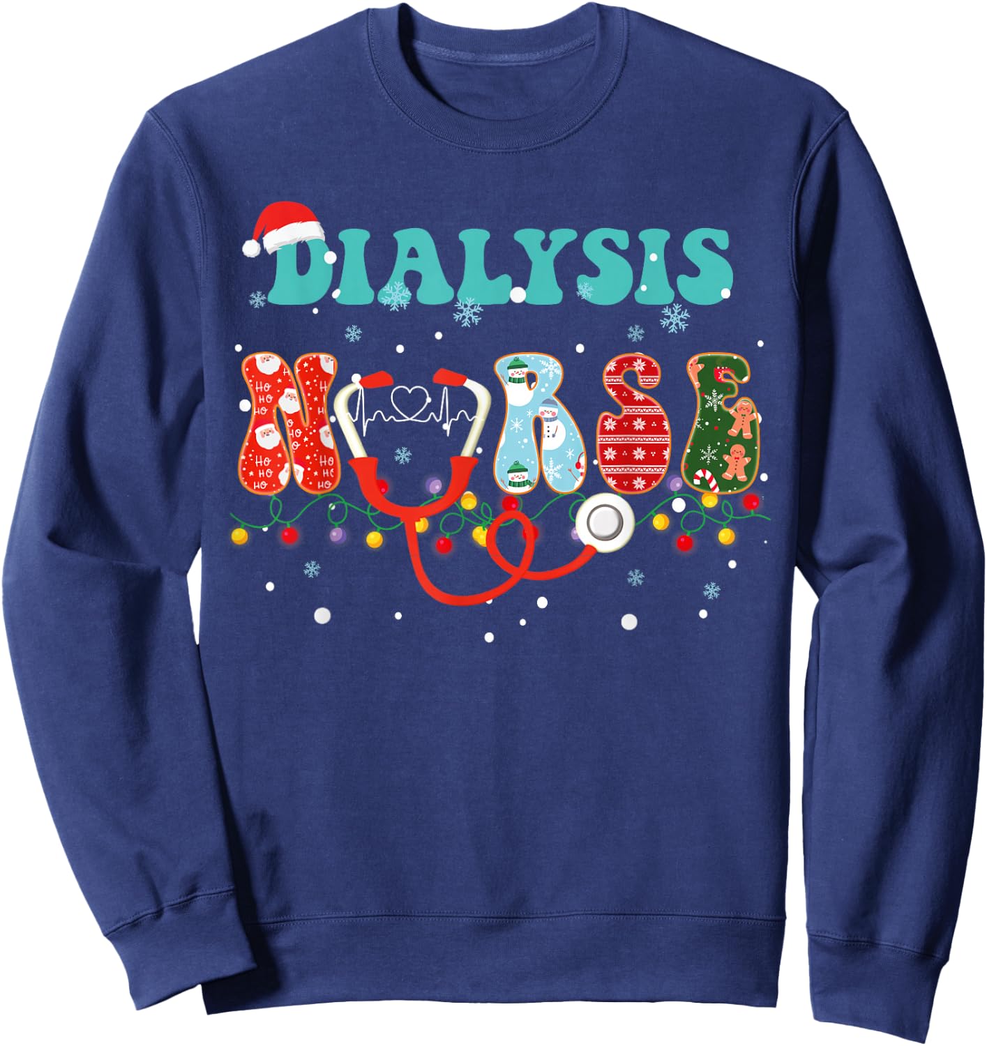 Christmas Dialysis Nurse RN Nephrology X-Mas Pajama groovy Sweatshirt - Sweatshirt | Navy