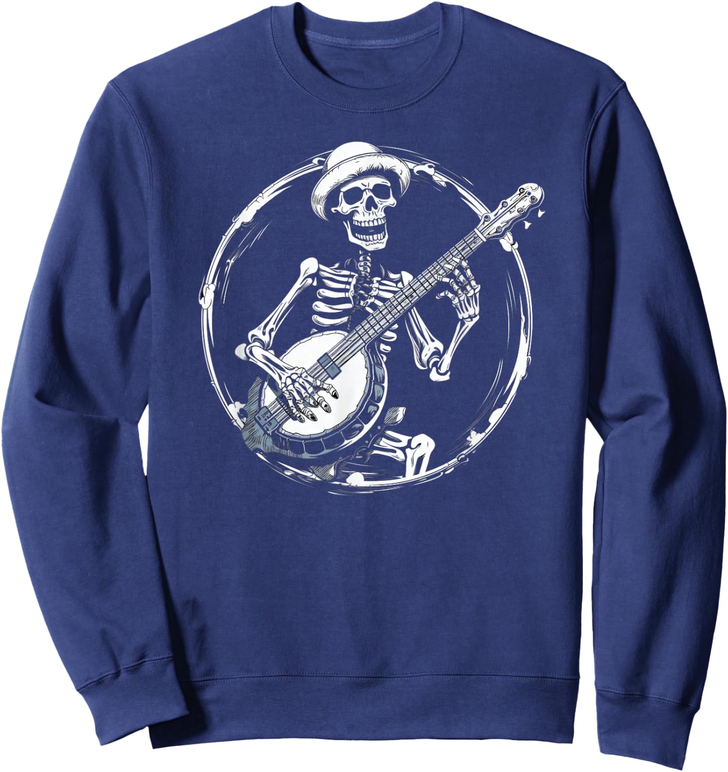 skeleton playing banjo Funny Bluegrass Style Sweatshirt - Sweatshirt | Navy
