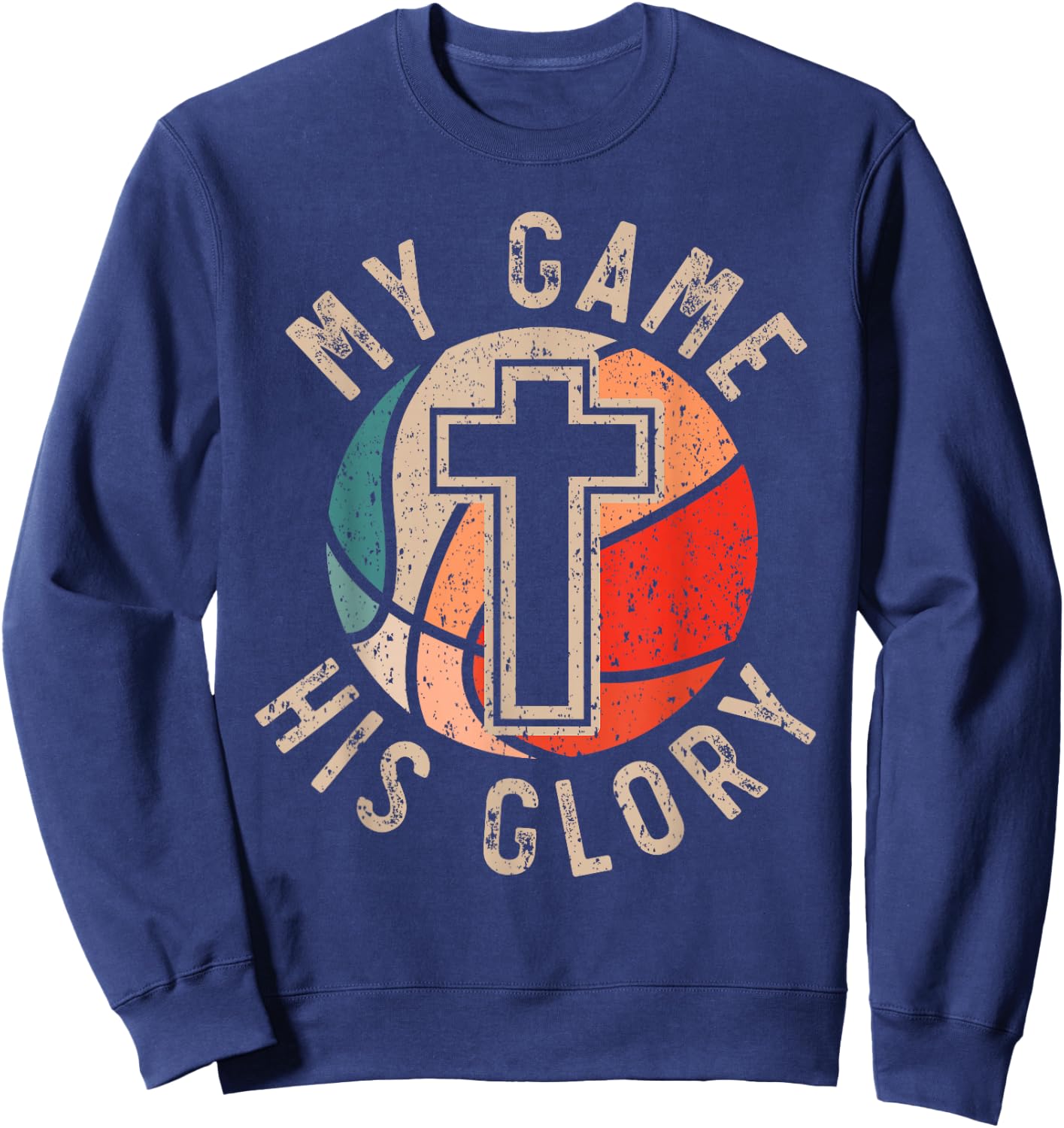 Basketball and Jesus Christ Christian Believer Hooper Sweatshirt - Sweatshirt | Navy