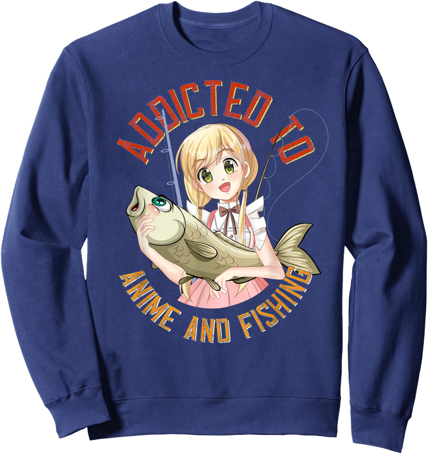 Lucky Fishing Gear for Fishermans and Anime Manga Lovers Sweatshirt - Sweatshirt | Navy