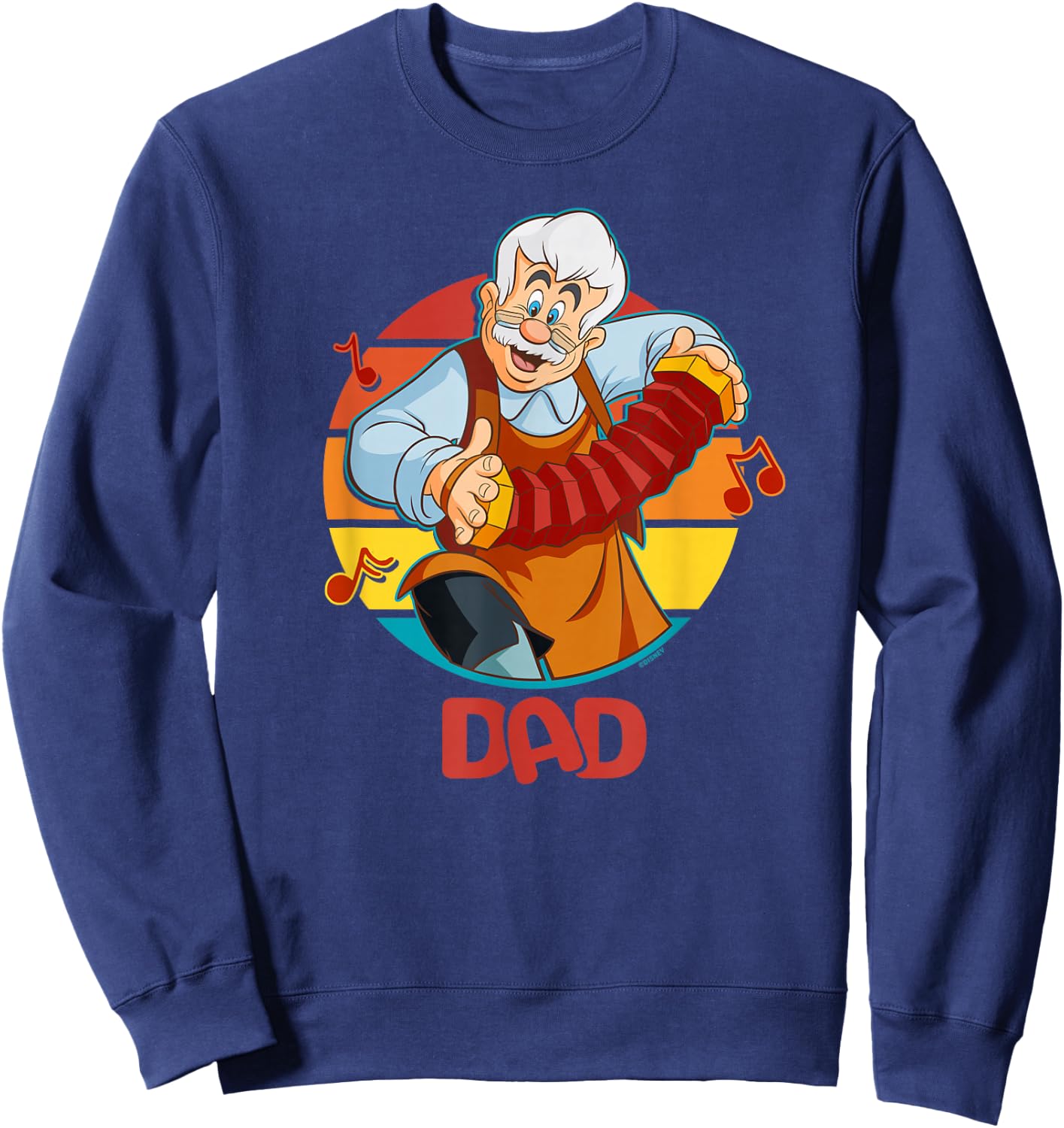 Disney Pinocchio Geppetto Dad Accordion Father’s Day Sweatshirt - Sweatshirt | Navy