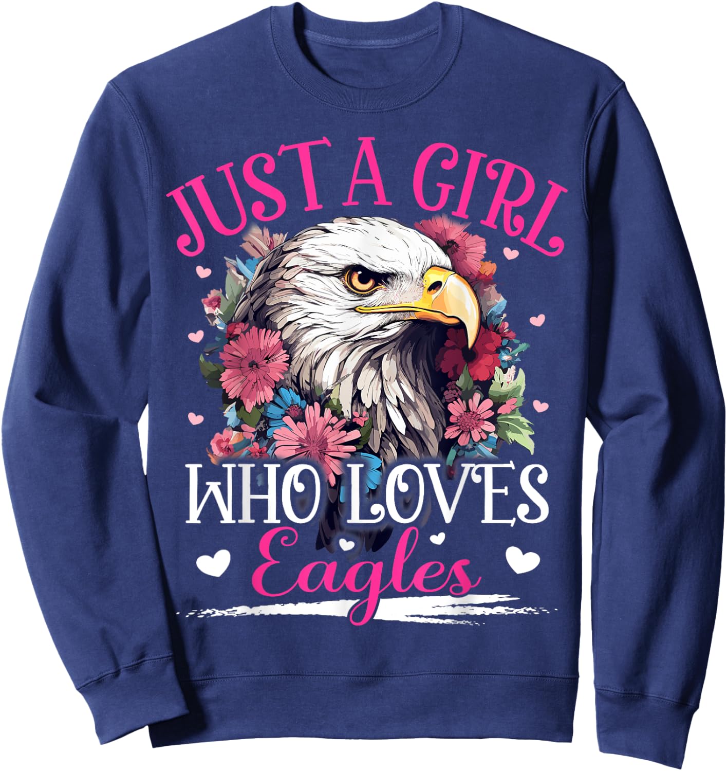 Just A Girl Who Loves Eagle Bird Girls Sweatshirt - Sweatshirt | Navy
