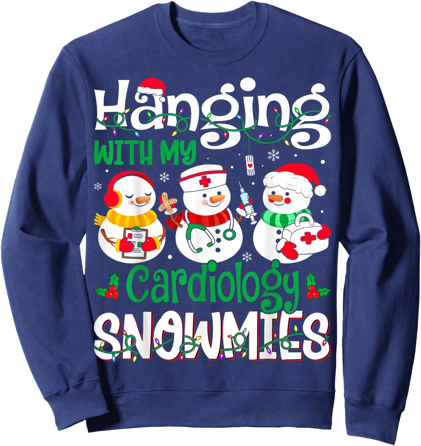Hanging With My Cardiology Nurse Snowmies Christmas Nursing Sweatshirt - Sweatshirt | Navy