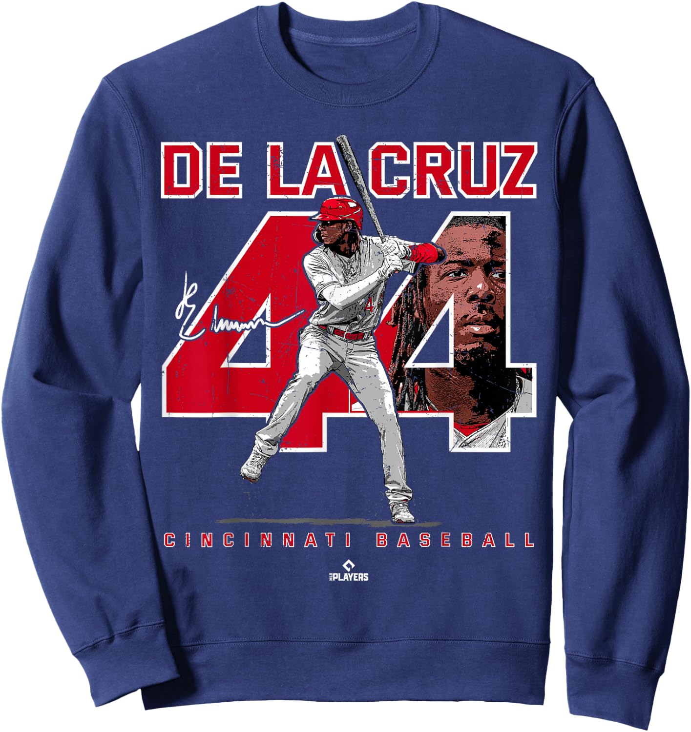 BallPark MVP -Adult Black Baseball Player - Small - Short Sleeve - - Cincinnati - Elly De La Cruz Sweatshirt - Sweatshirt | Navy