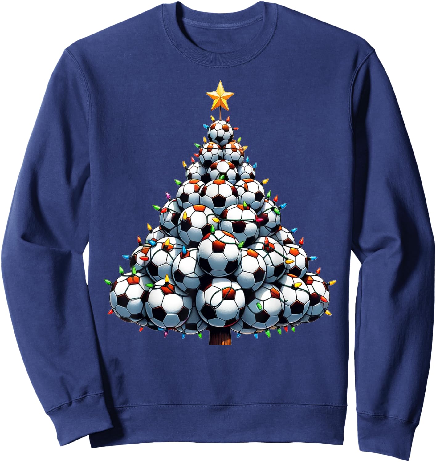 Santa Christmas Soccer Tree Boys Football Soccer Sweatshirt - Sweatshirt | Navy