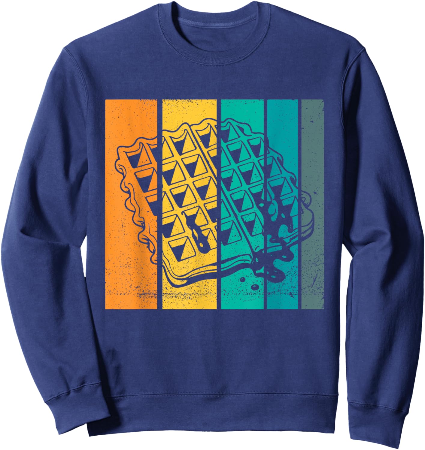 Waffle Design Artsy Vintage Waffle Lover Sweatshirt - Sweatshirt | Navy