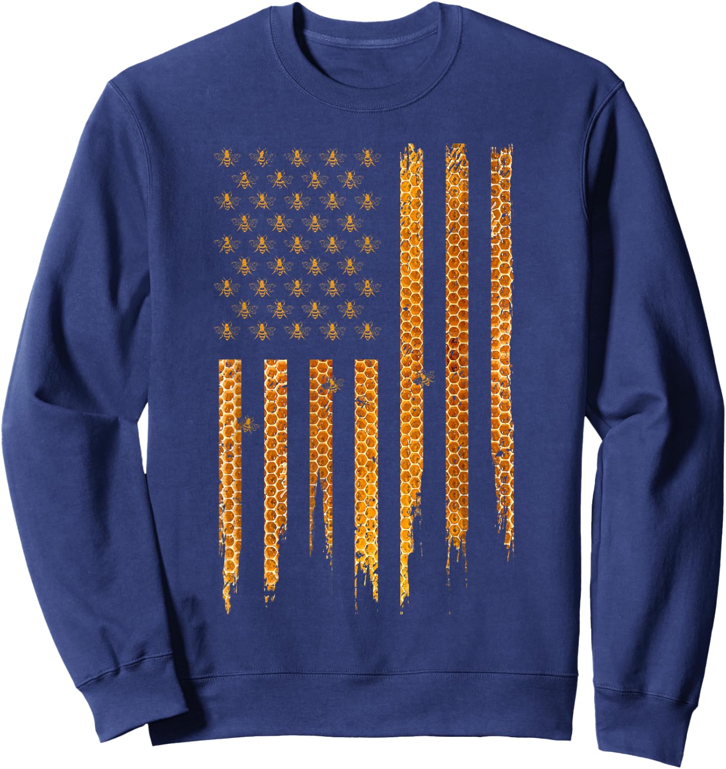 Beekeeping American Flag Honeycomb Honey Bees Beekeeper Sweatshirt - Sweatshirt | Navy