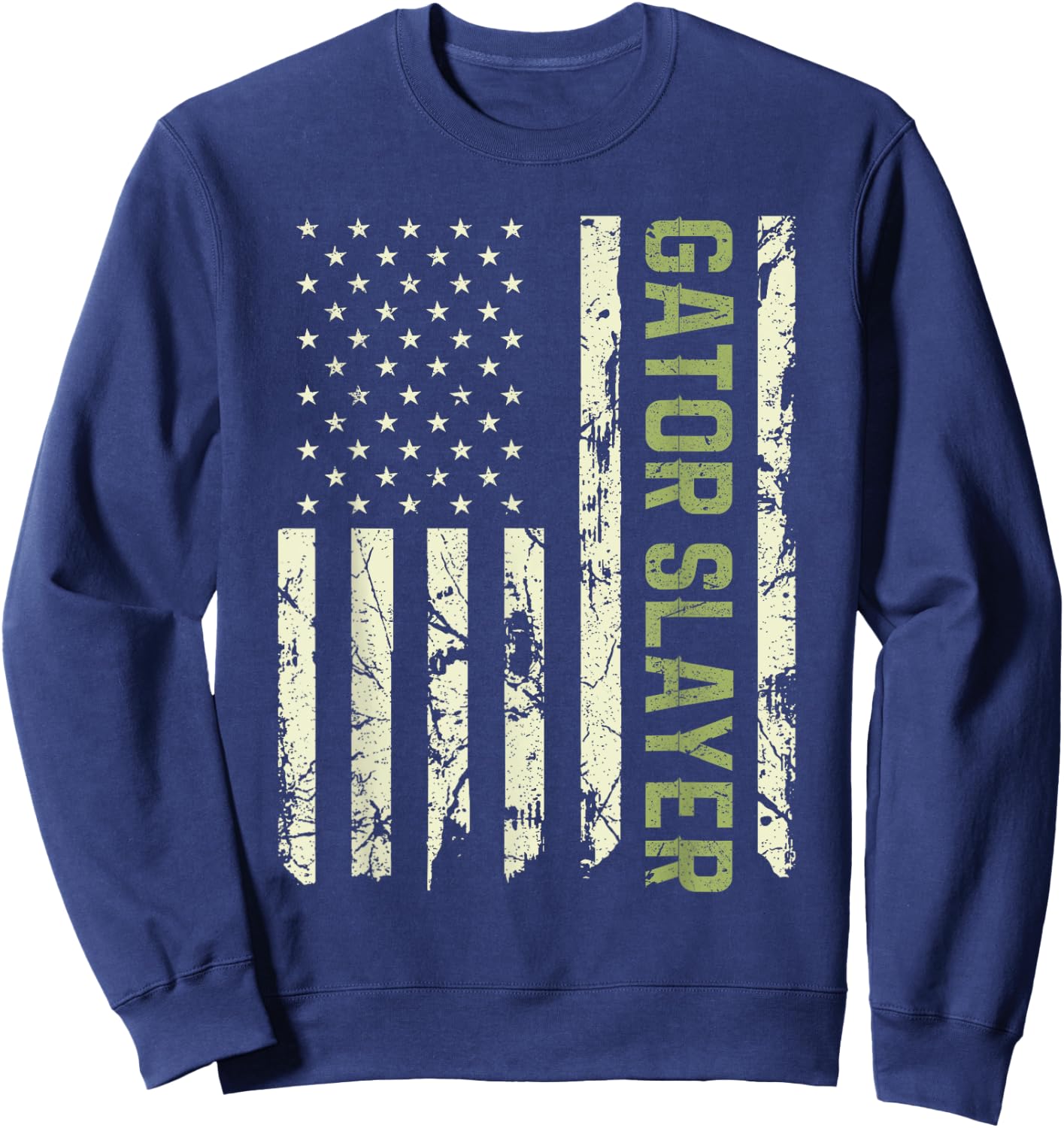 Alligator Hunter American Flag, Patriotic Gator Slayer Women Men Sweatshirt - Sweatshirt | Navy