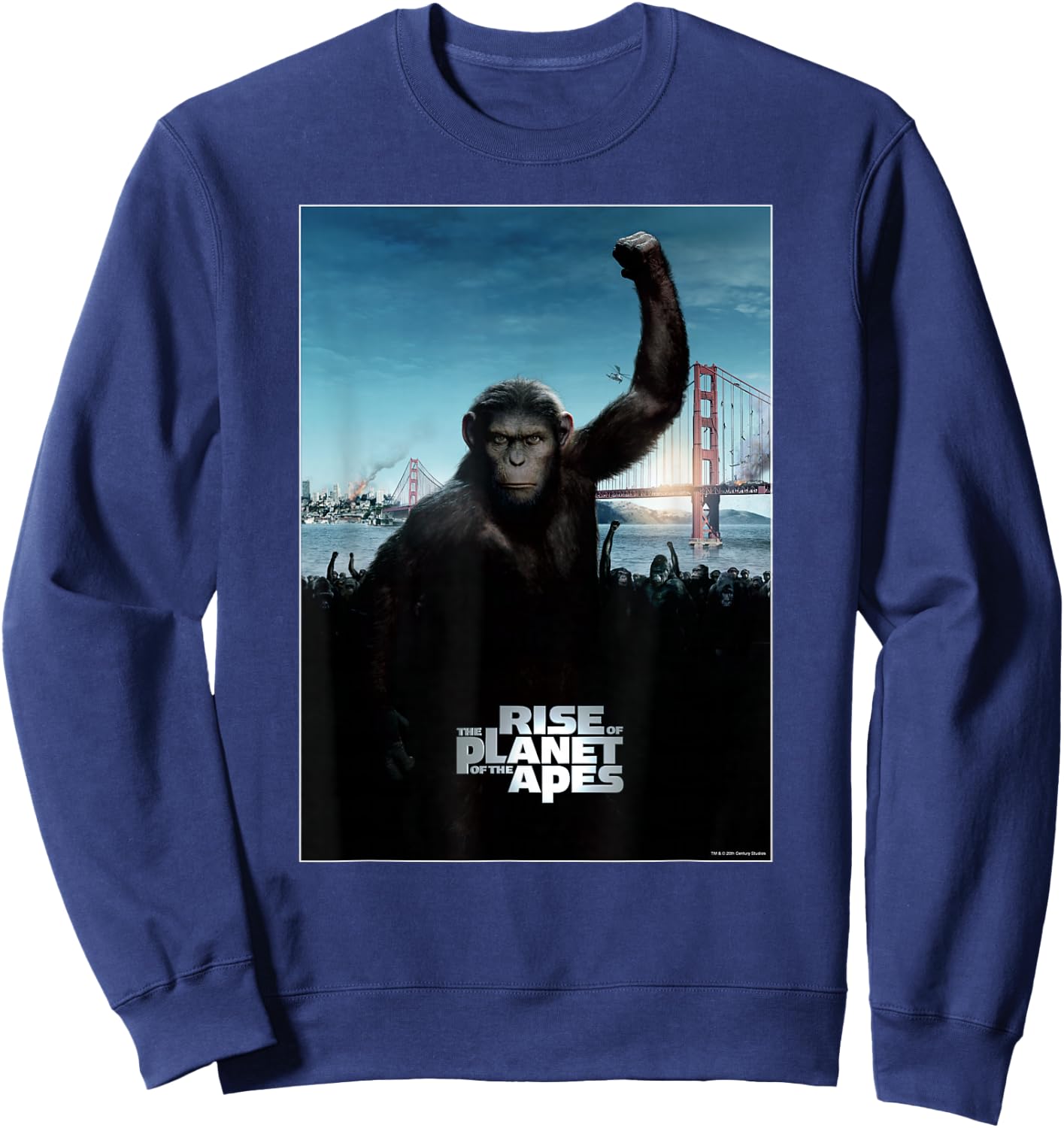 Rise of the Planet of the Apes Caesar Ape Army Movie Poster Sweatshirt - Sweatshirt | Navy