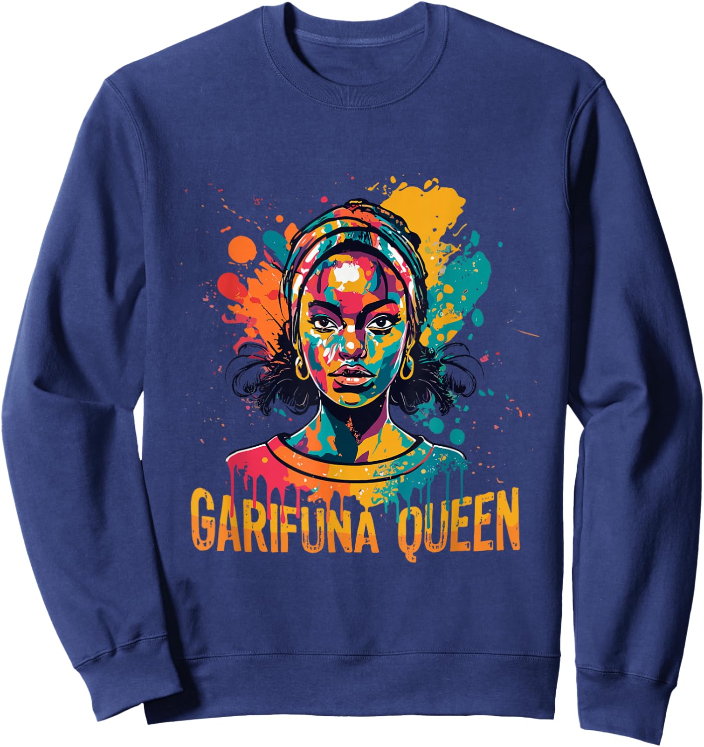 Garifuna Queen Design for Honduras Caribbean Afro Girl Women Sweatshirt - Sweatshirt | Navy