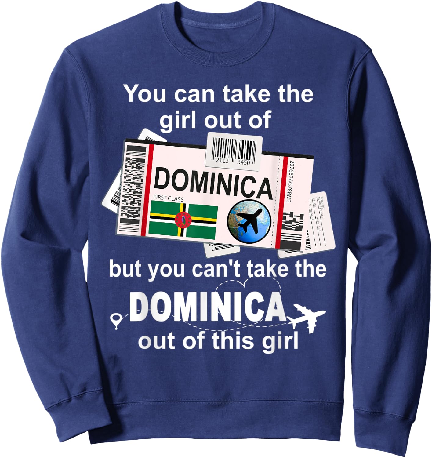 Dominica Boarding Pass - Dominica Girl - Dominica Sweatshirt - Sweatshirt | Navy