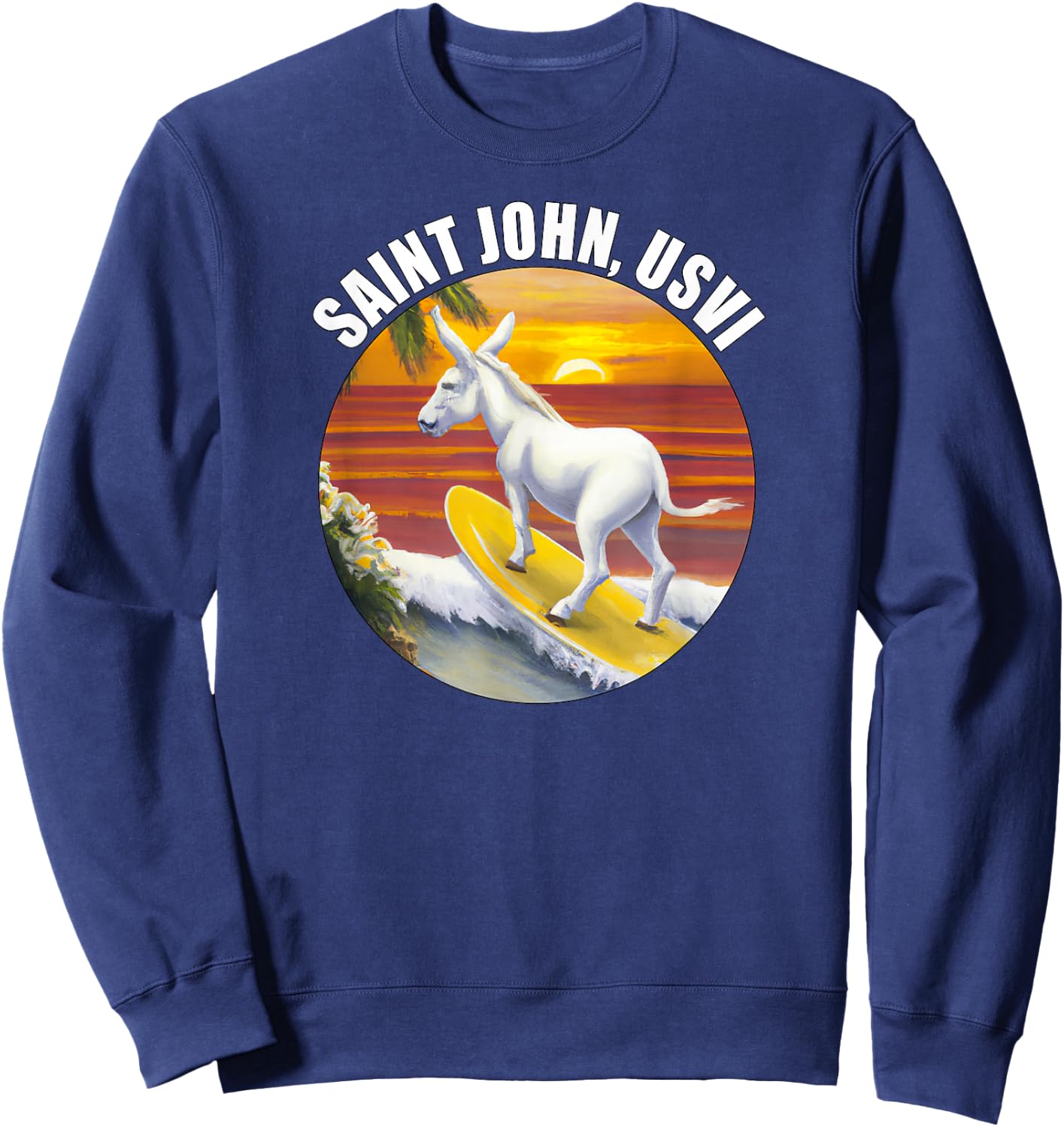 Saint John USVI Funny Surfing Donkey US Virgin Islands Sweatshirt - Sweatshirt | Navy