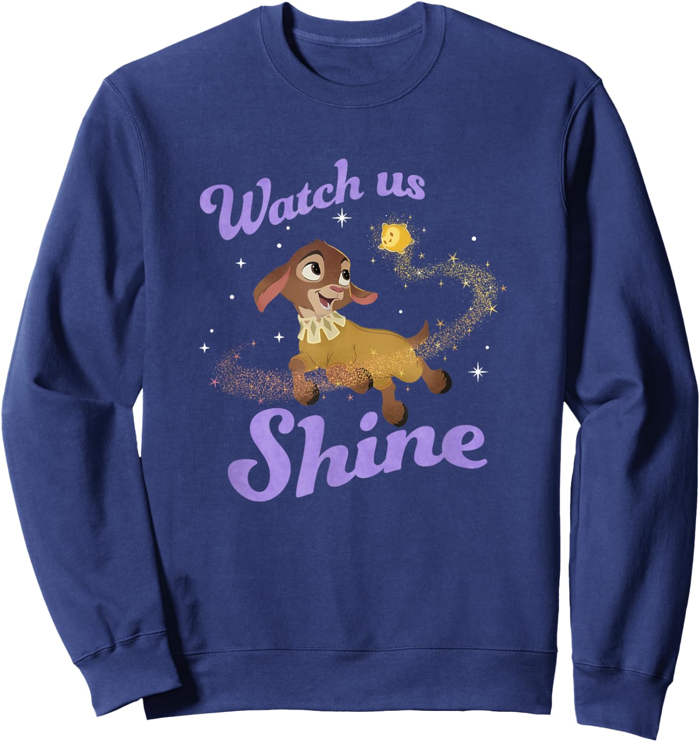 Disney Wish Valentino Star Watch Us Shine Shimmer Portrait Sweatshirt - Sweatshirt | Navy