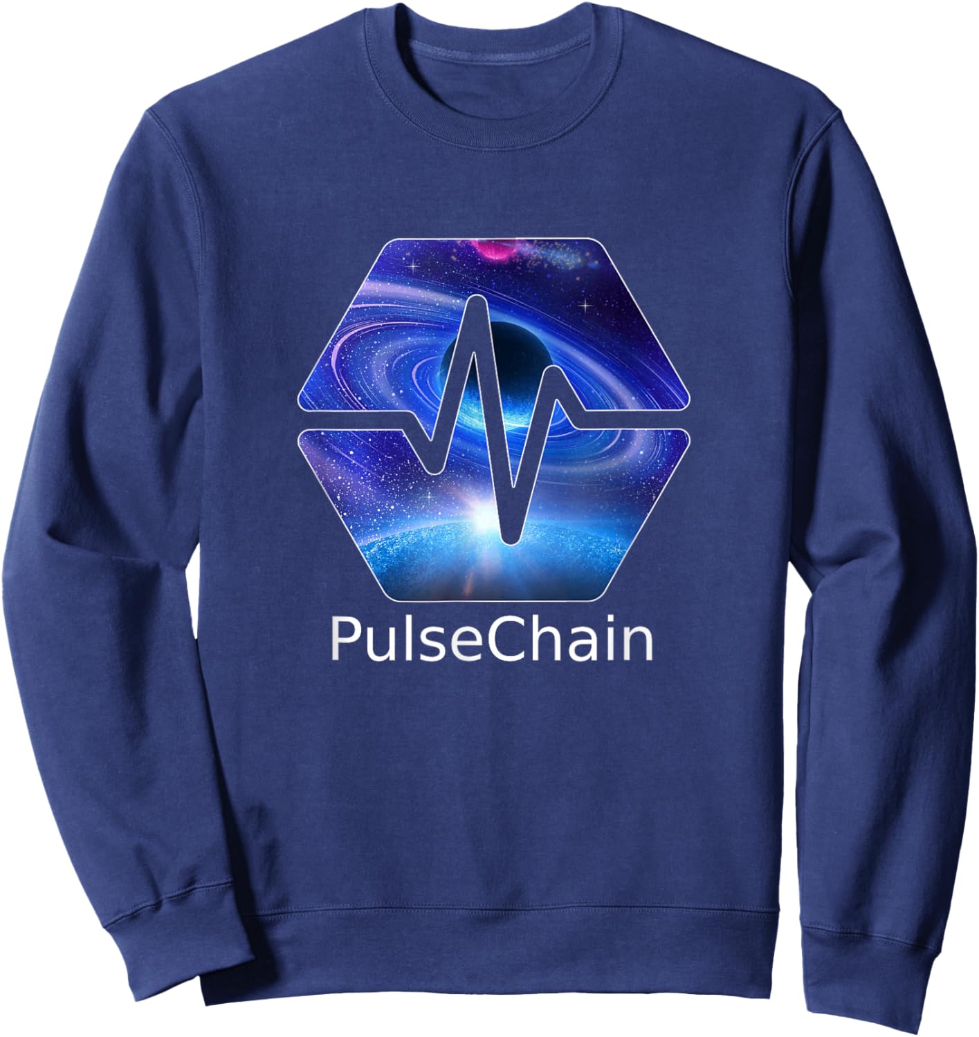 PulseChain PLS Cryptocurrency Crypto HEX Space Galaxy Design Sweatshirt - Sweatshirt | Navy