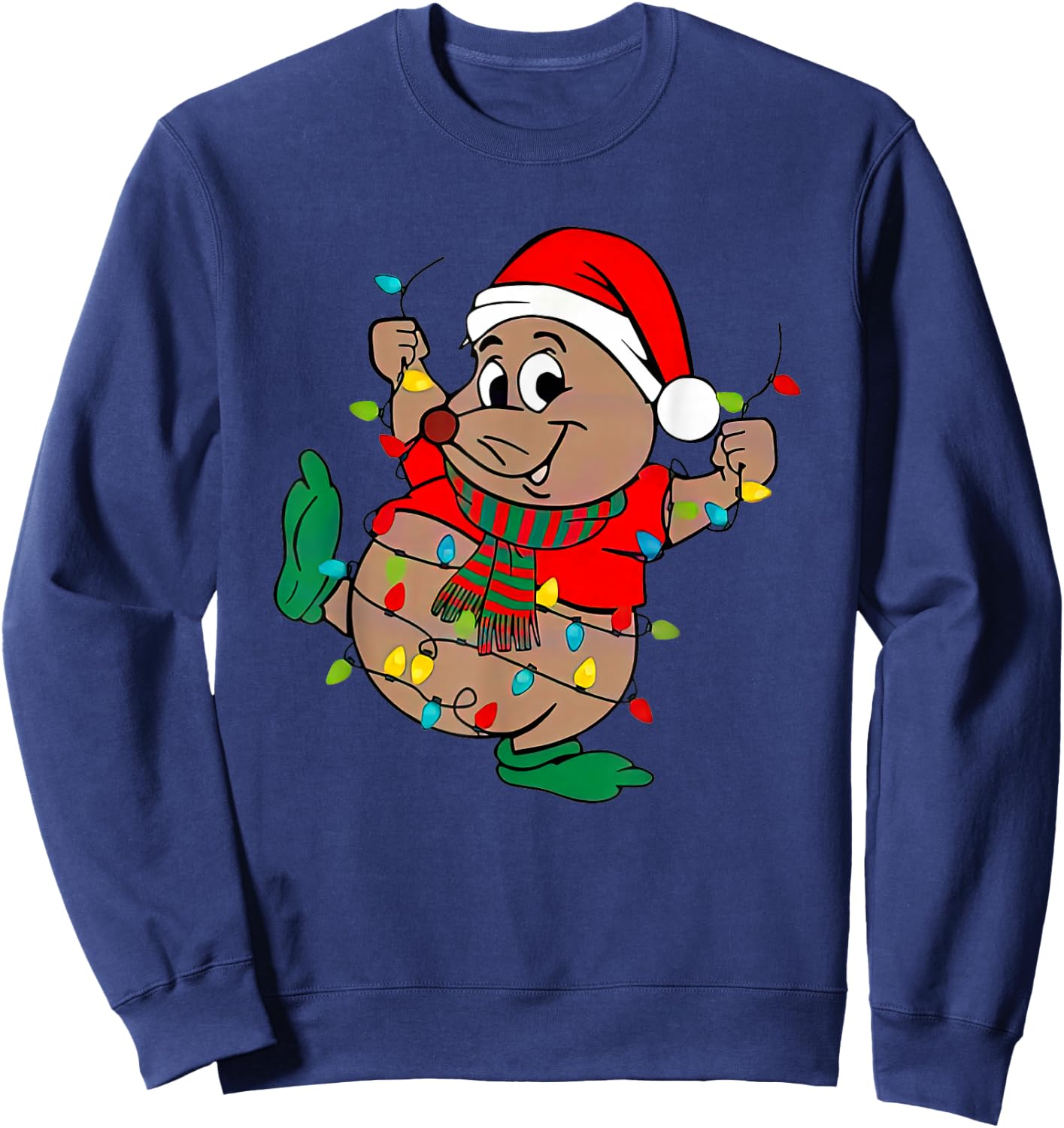 Cute Santa Gus Christmas Lights Sweatshirt - Sweatshirt | Navy