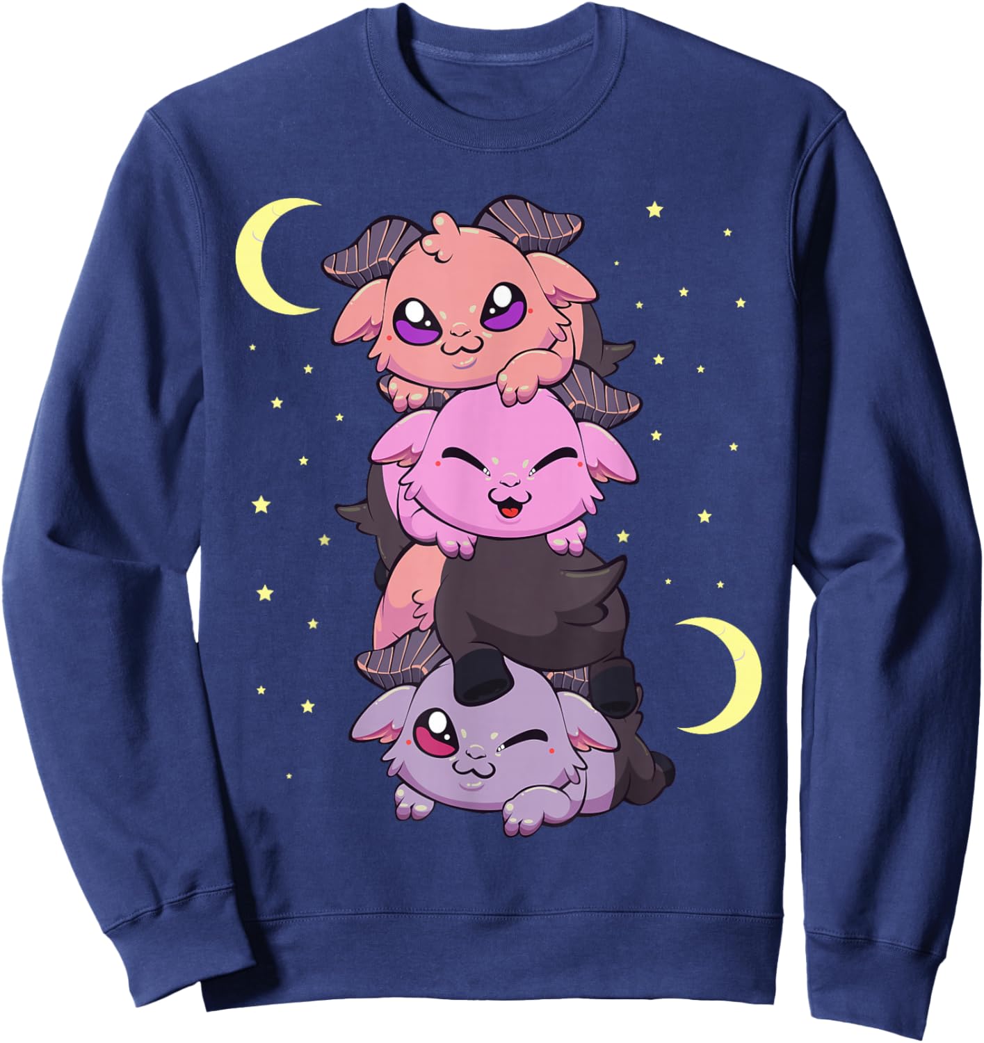 Pastel Goth Kawaii Pile of Playing Baby Baphomet Sweatshirt - Sweatshirt | Navy