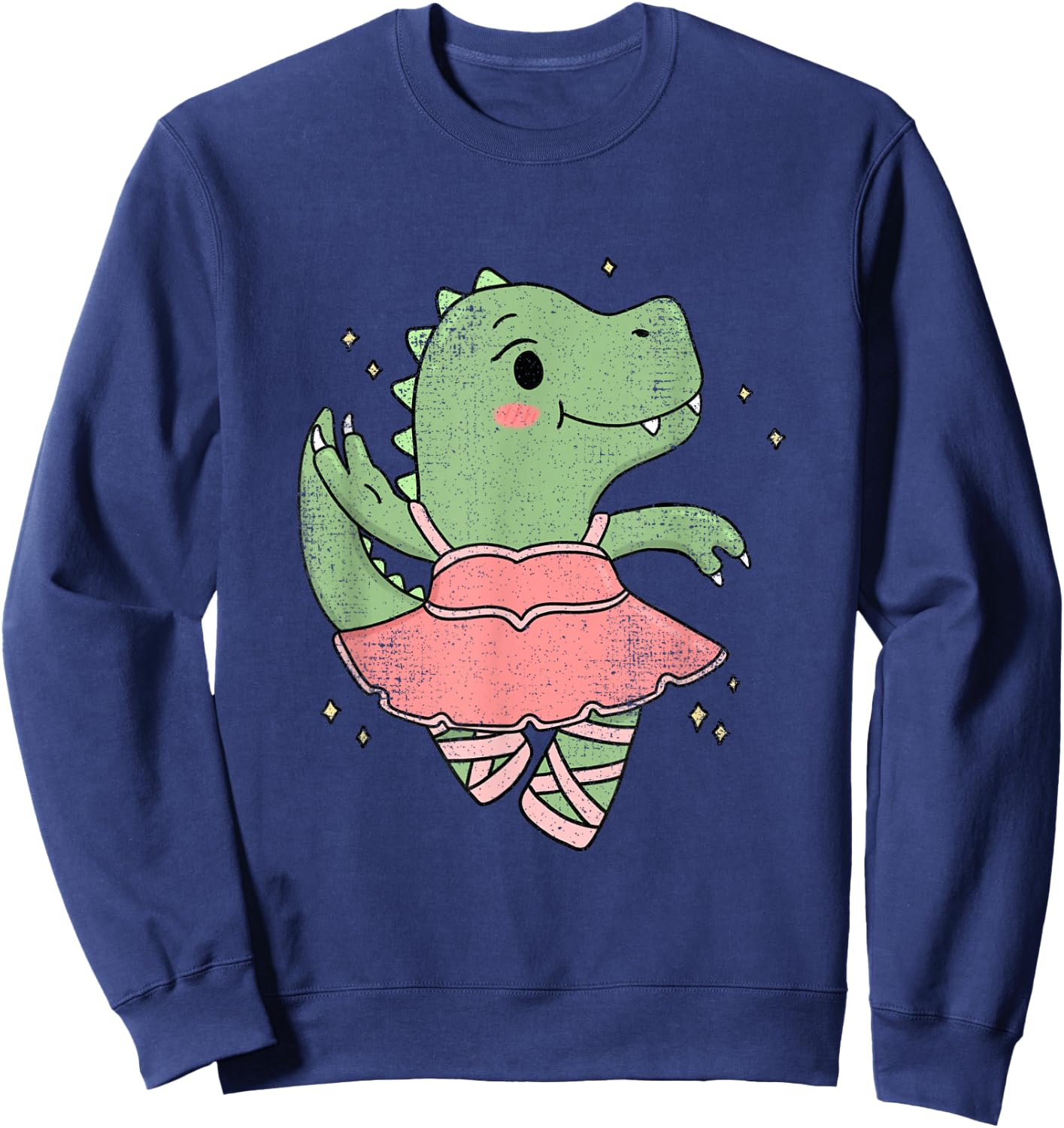 Dancing T-Rex Dinosaur Ballerina for Ballet Dancer Vintage Sweatshirt - Sweatshirt | Navy