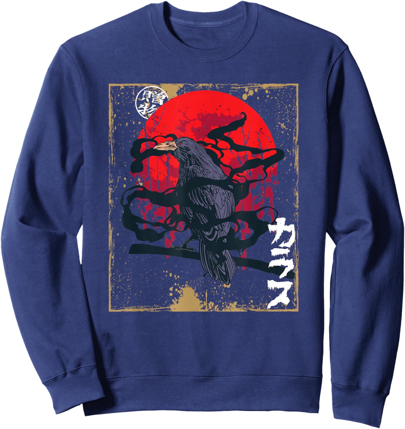 Gothic Raven Red Moon Black Crow Sweatshirt - Sweatshirt | Navy