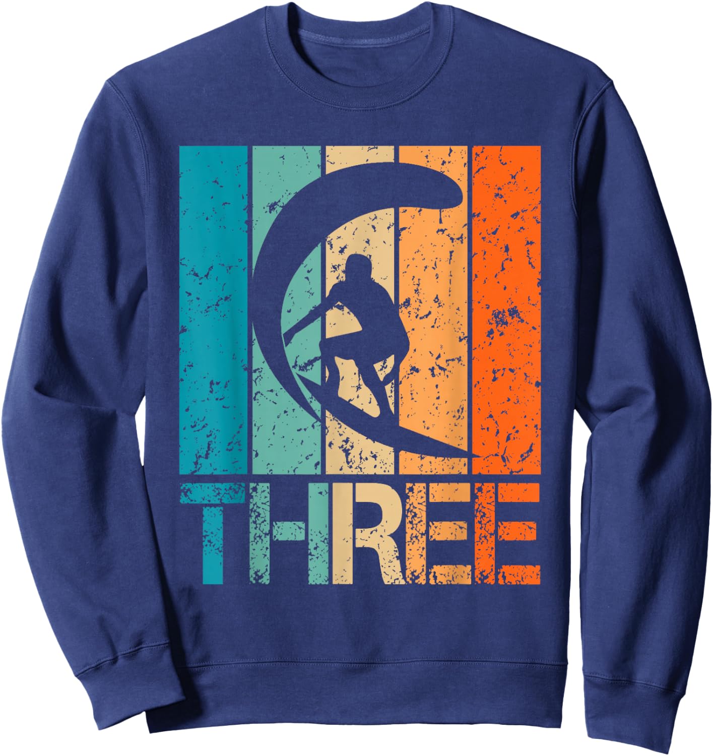 3rd Surfing Birthday 3 Year Old 3yr Boy Girl Birthday Surfer Sweatshirt - Sweatshirt | Navy