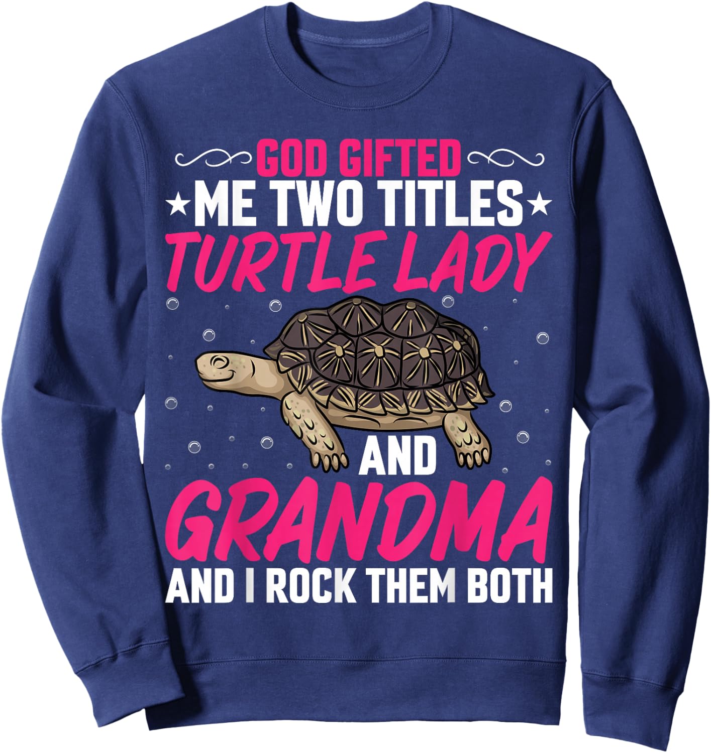 Turtle Lover Grandmom - Turtle Lady and Grandma Sea Tortoise Sweatshirt - Sweatshirt | Navy
