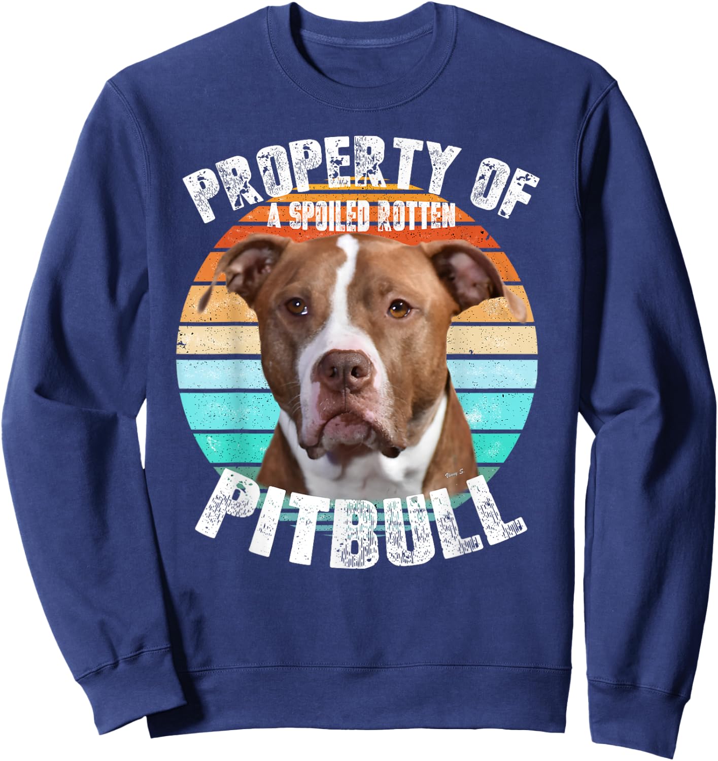 Pit Bull Owner Lover Retro Pitbull Sweatshirt - Sweatshirt | Navy