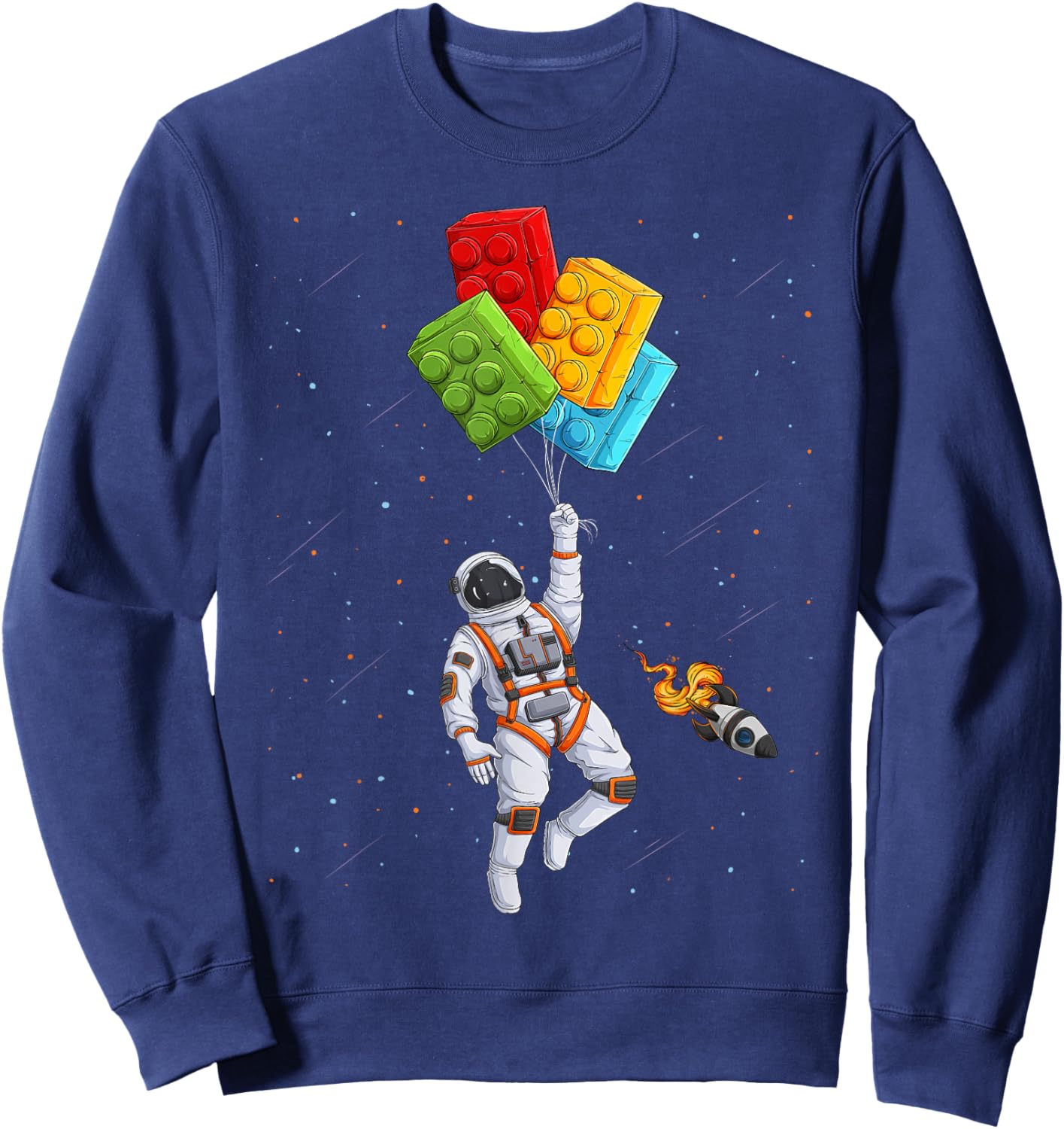 Space Astronaut Master Builder Funny Building Blocks Bricks Sweatshirt - Sweatshirt | Navy