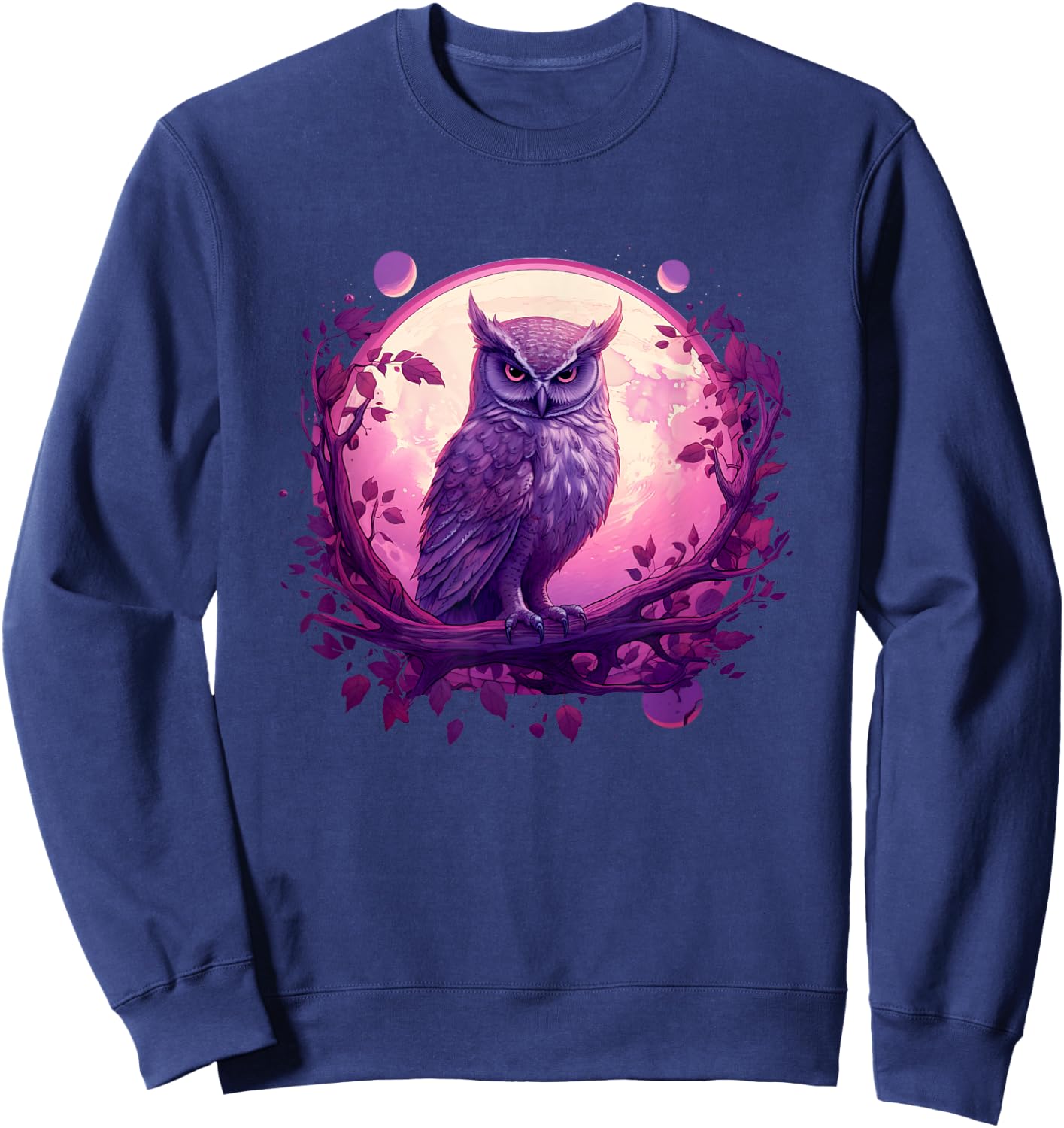 Full Moon Owl Pink Purple Dream Catcher Women Cute Kid Sweatshirt - Sweatshirt | Navy