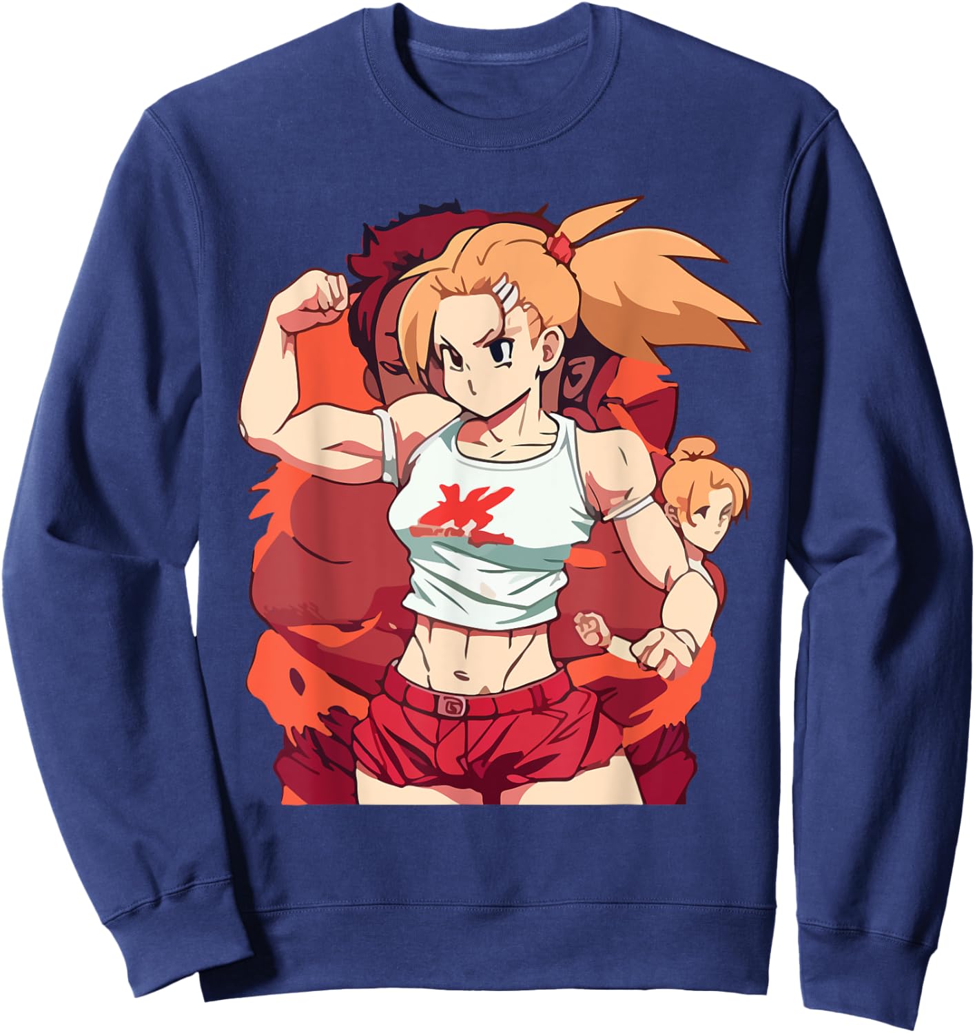 Anime Girl Fighter | Anime Gym Cute Sweatshirt - Sweatshirt | Navy