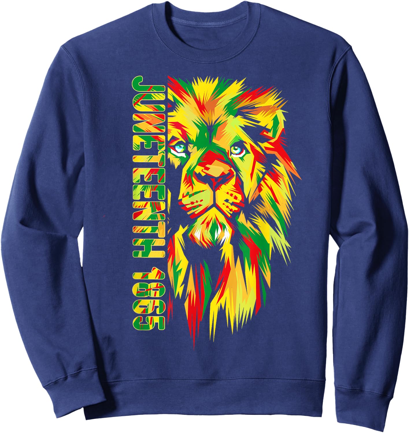 Juneteenth Men Women African American Black Lion 1865 King Sweatshirt - Sweatshirt | Navy