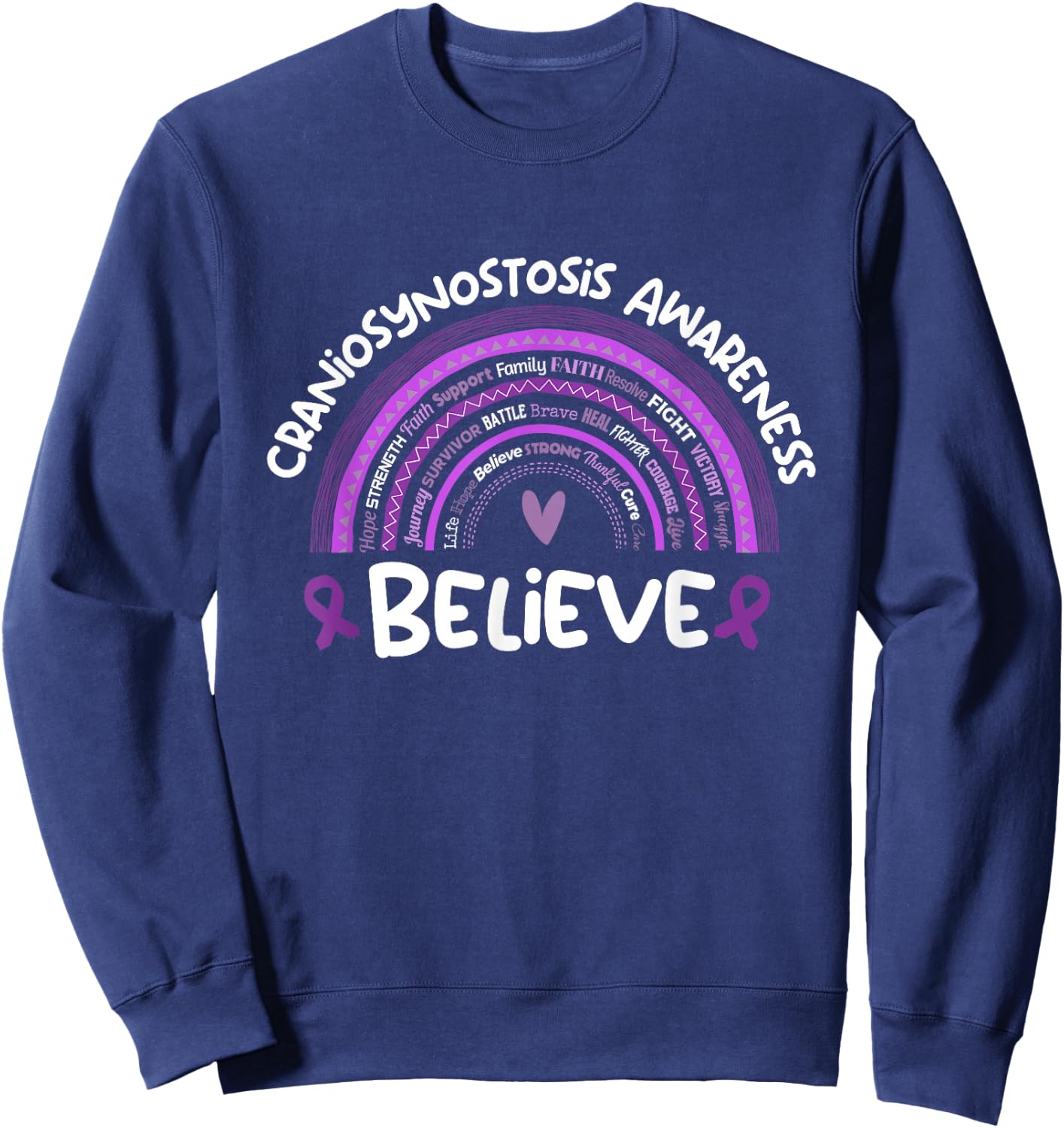 Believe | Craniosynostosis Awareness Month Sweatshirt - Sweatshirt | Navy