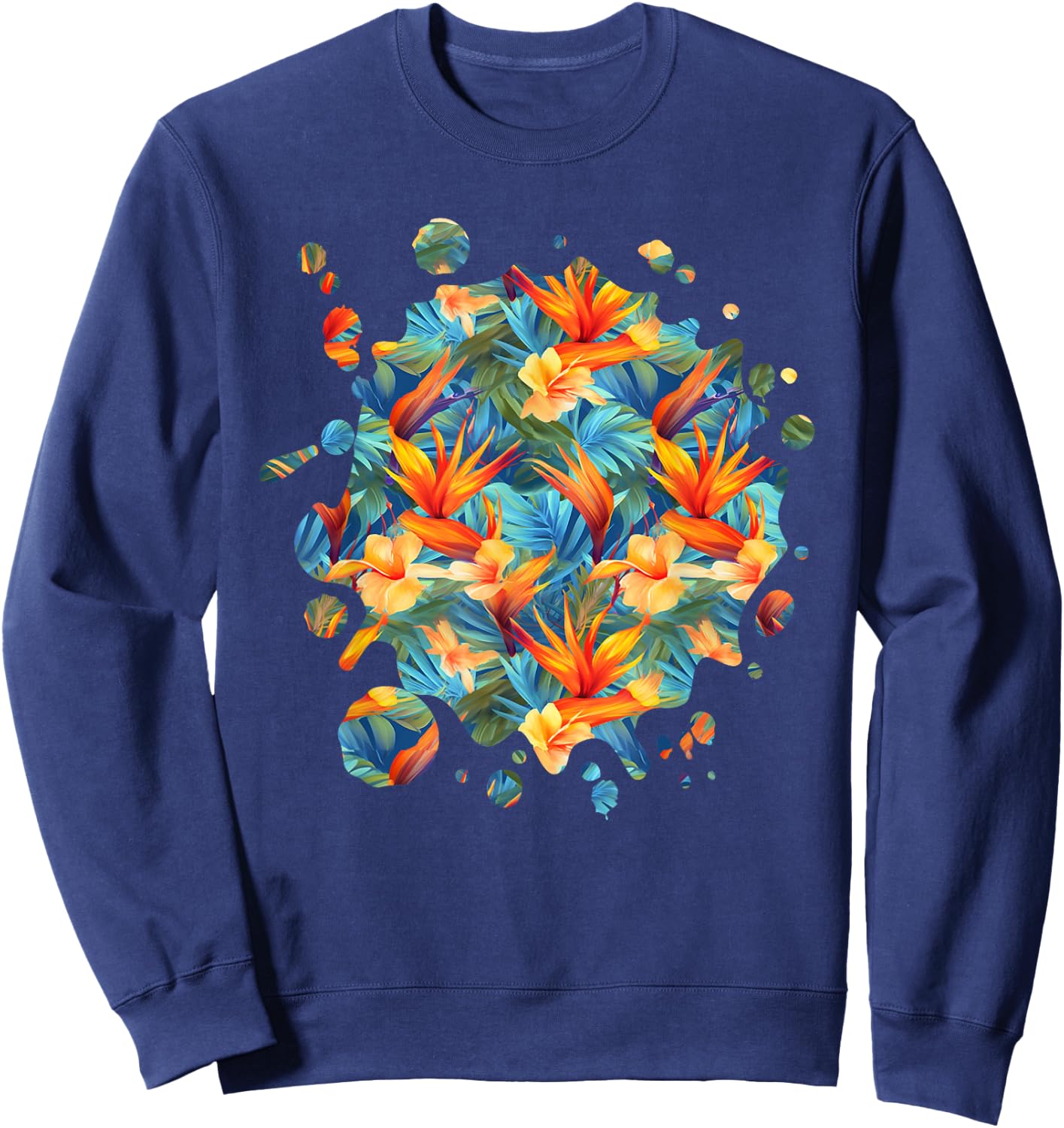 Cute Bird of Paradise Inspired Flower Plant Lover Gardener Sweatshirt - Sweatshirt | Navy