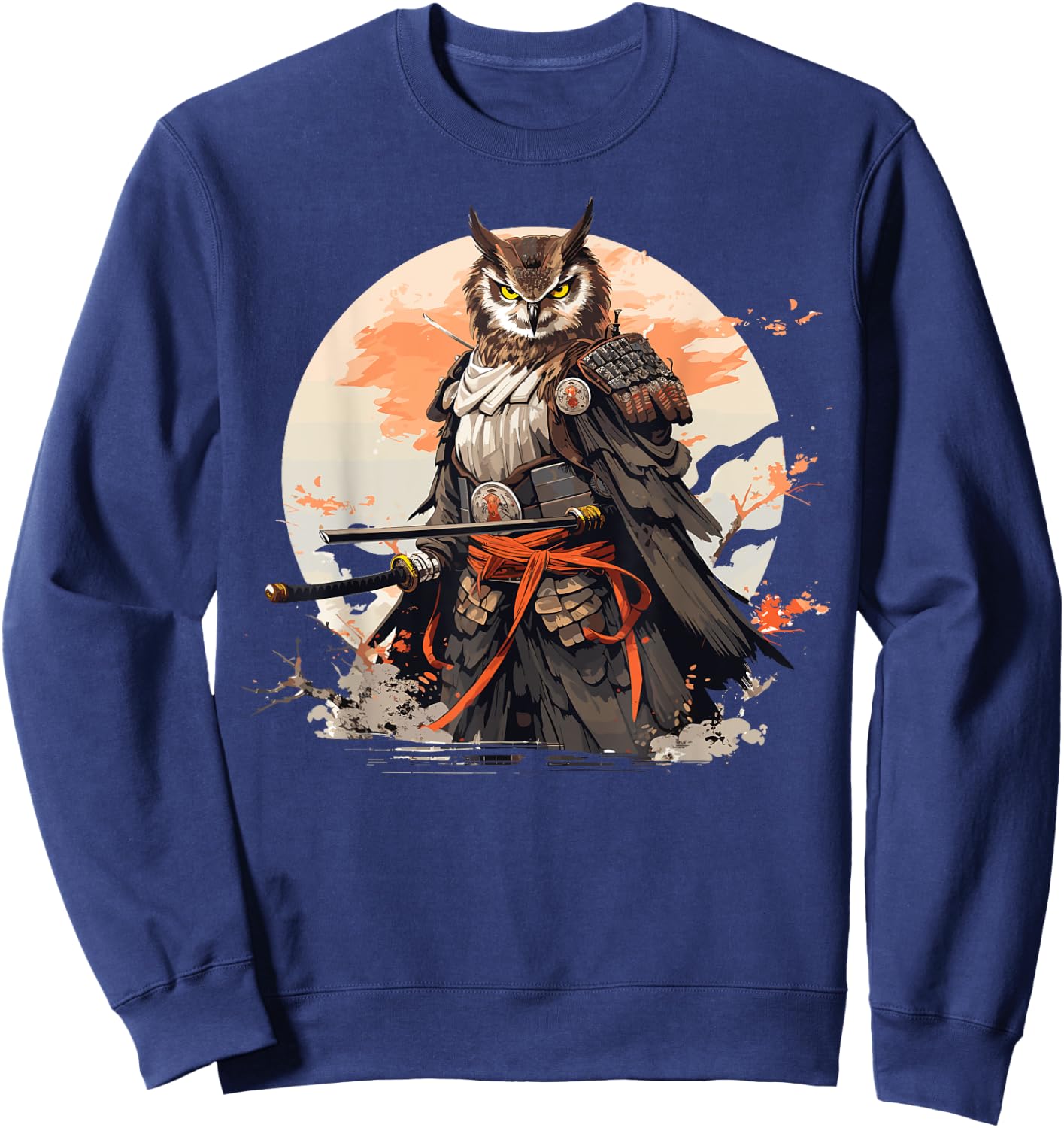 Samurai Owl Warrior Japanese Ninja Bird Owl Kawaii Sweatshirt - Sweatshirt | Navy