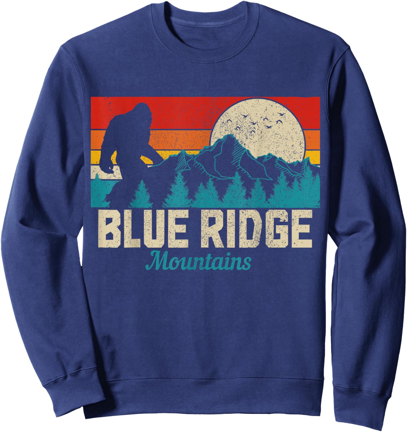 Blue Ridge Mountains Bigfoot Vintage Hiking Hunter Hiker Sweatshirt - Sweatshirt | Navy