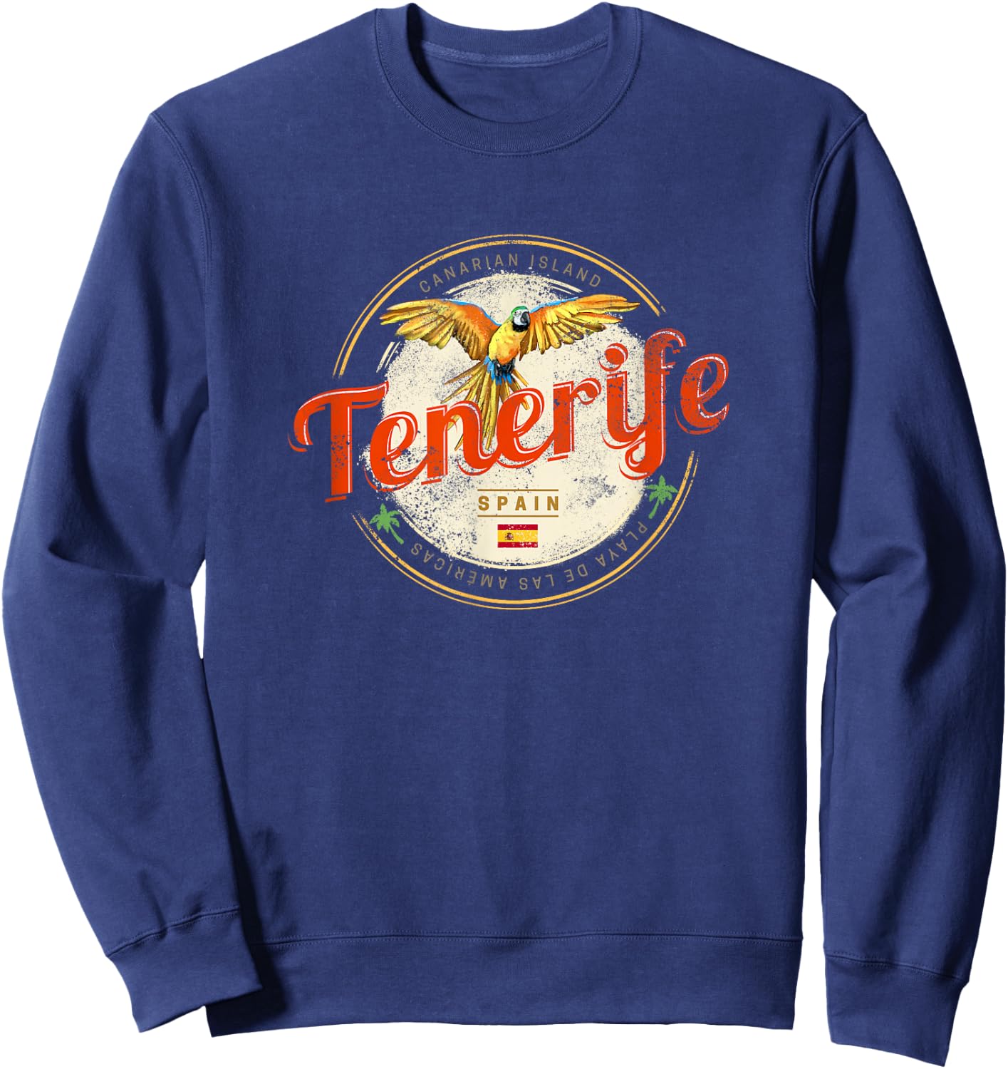 Tenerife and Parrot Canary Islands Spain Vintage Souvenir Sweatshirt - Sweatshirt | Navy