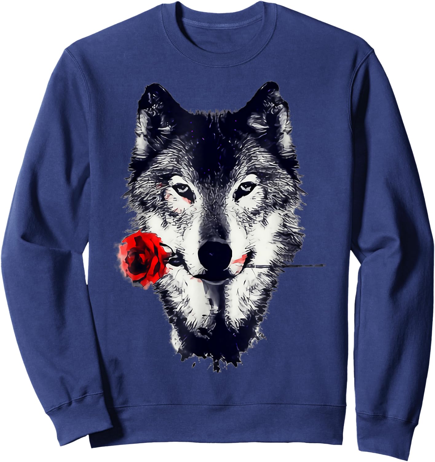 Wolf Rose Art Gift Sweatshirt - Sweatshirt | Navy