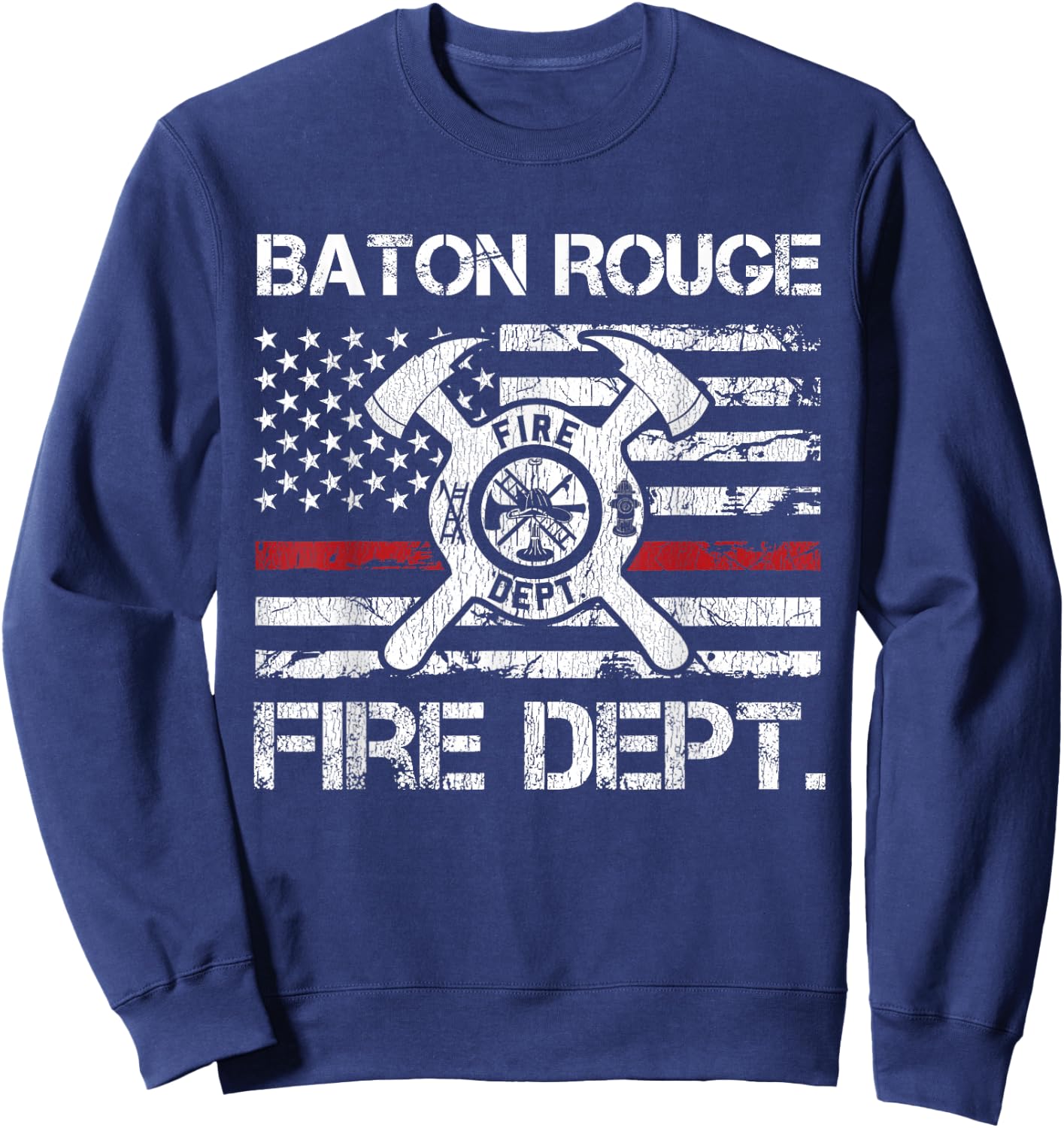 Baton Rouge Louisiana Fire Department Thin Red Line Logo Sweatshirt - Sweatshirt | Navy