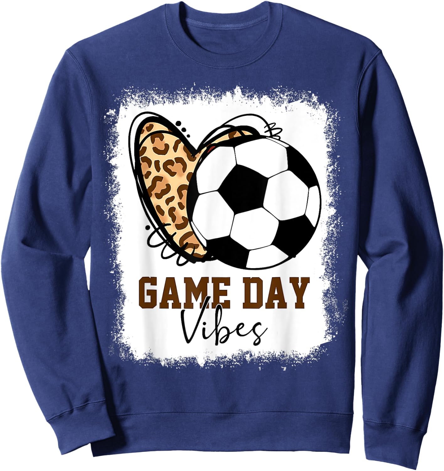 Bleached Soccer Game Day Vibes Soccer Mom Game Day Season Sweatshirt - Sweatshirt | Navy