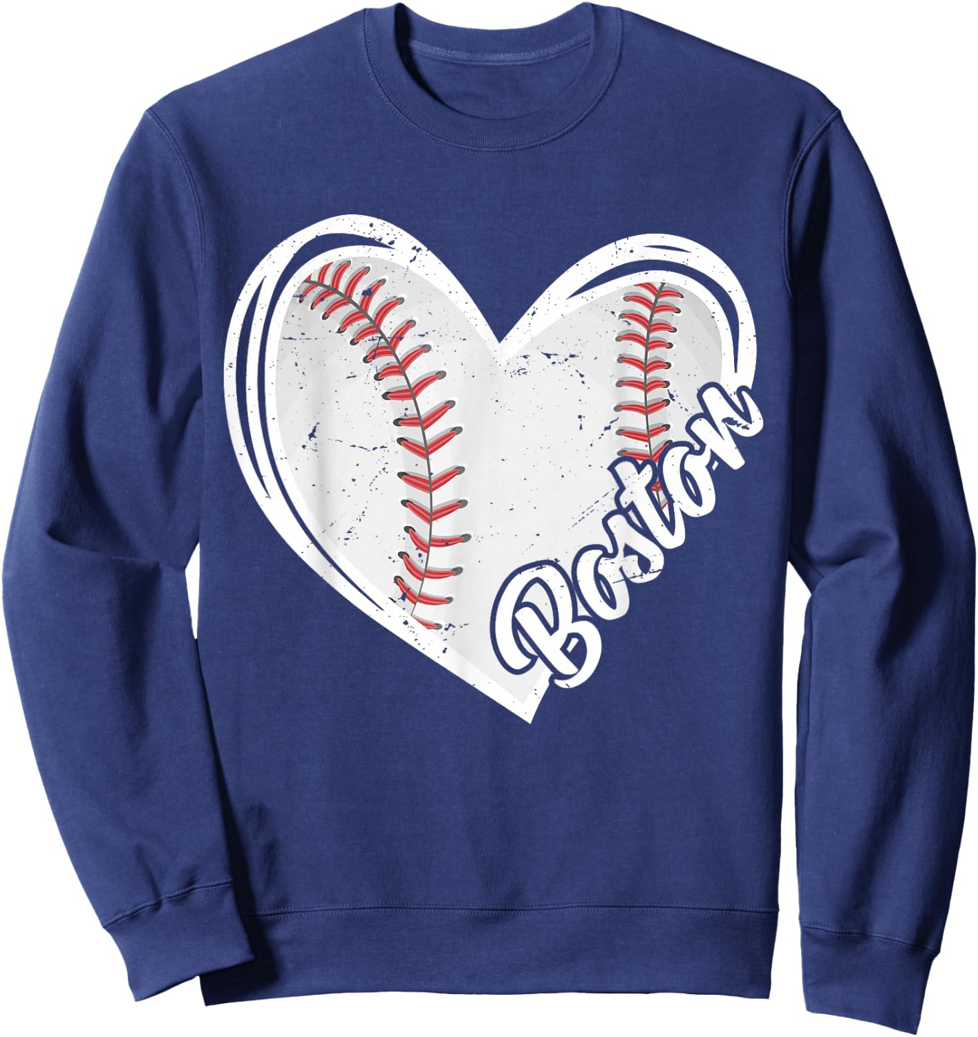 Boston Vintage Baseball Fans Men Women Boys Baseball Heart Sweatshirt - Sweatshirt | Navy