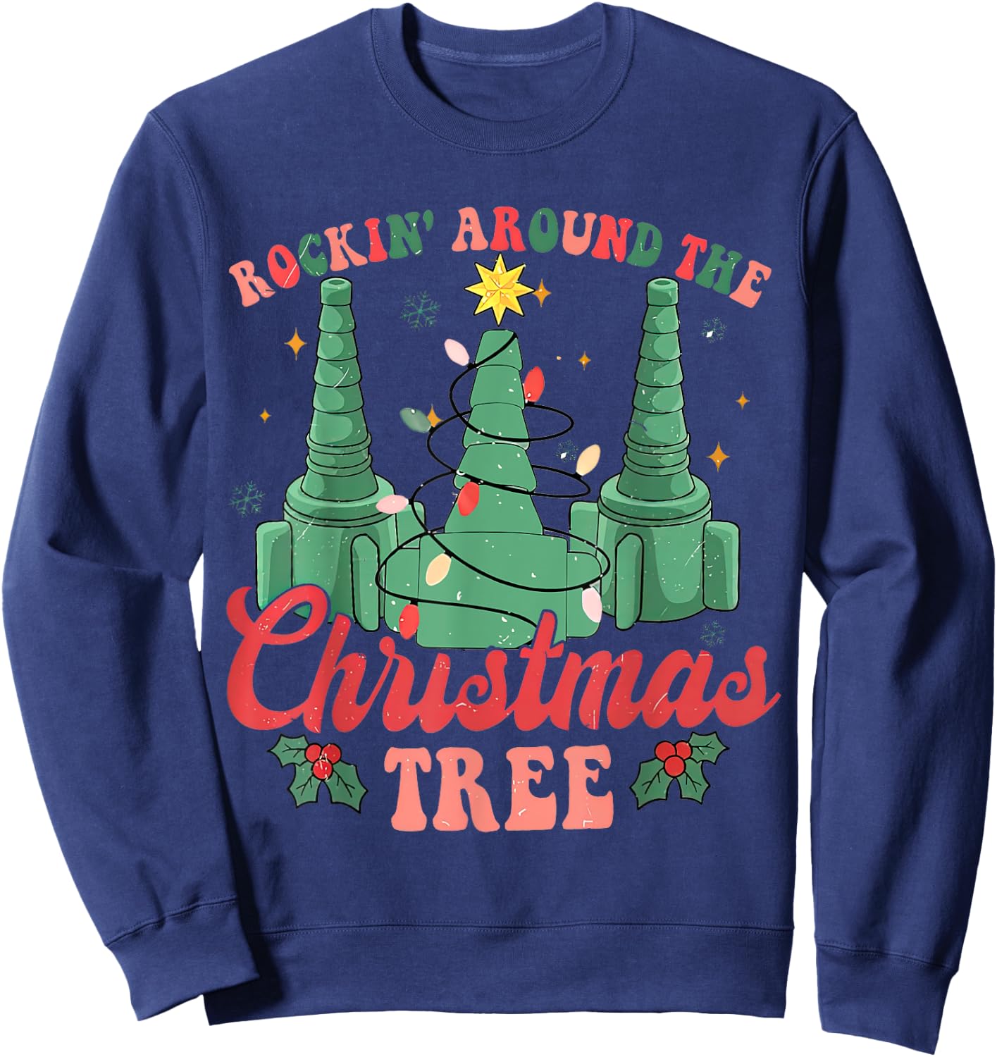 Rockin' Around The Xmas Tree Nurse Respiratory Therapist Sweatshirt - Sweatshirt | Navy