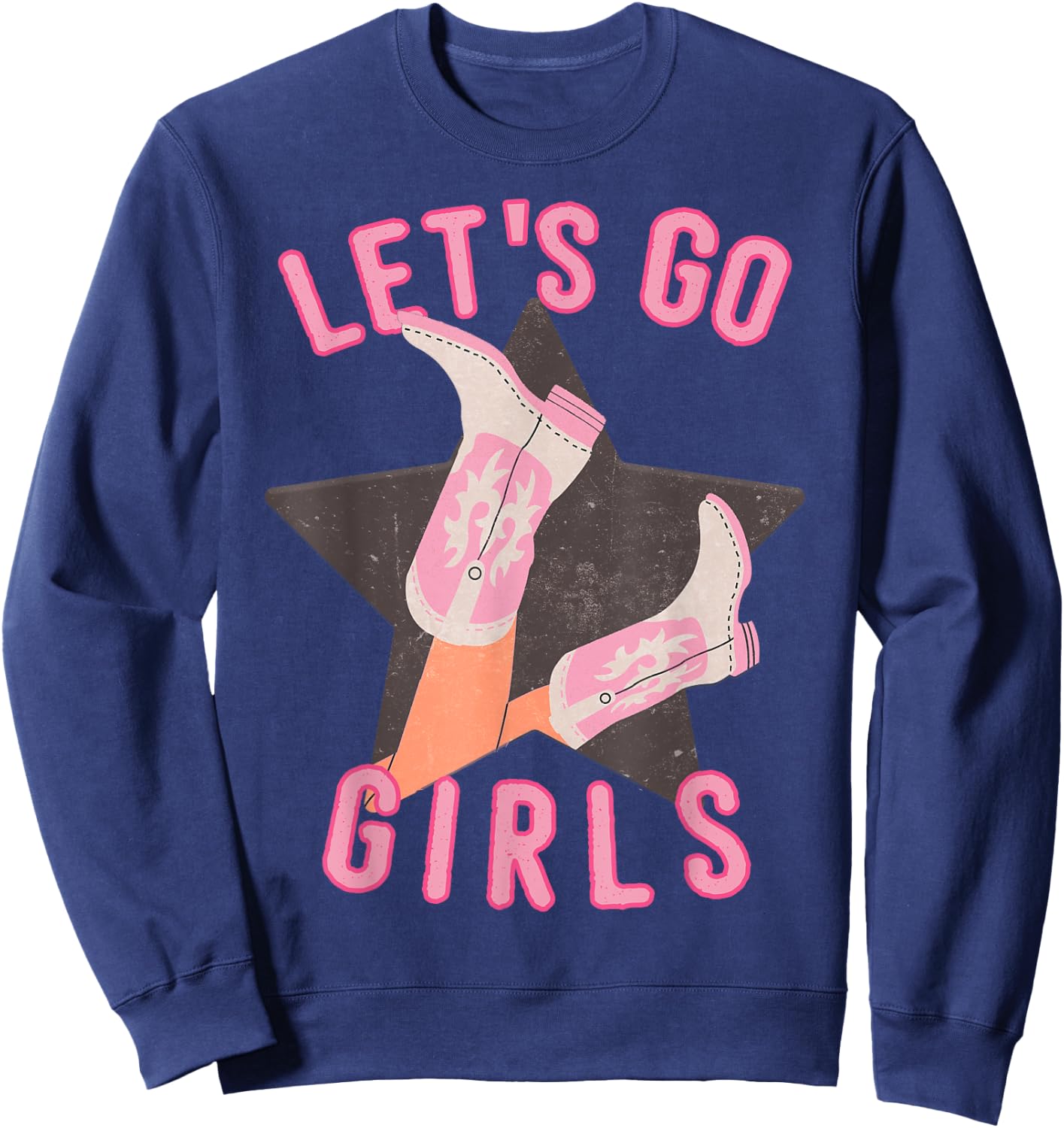 Western Let's Go Girls Bridal Bachelorette Party Matching Sweatshirt - Sweatshirt | Navy