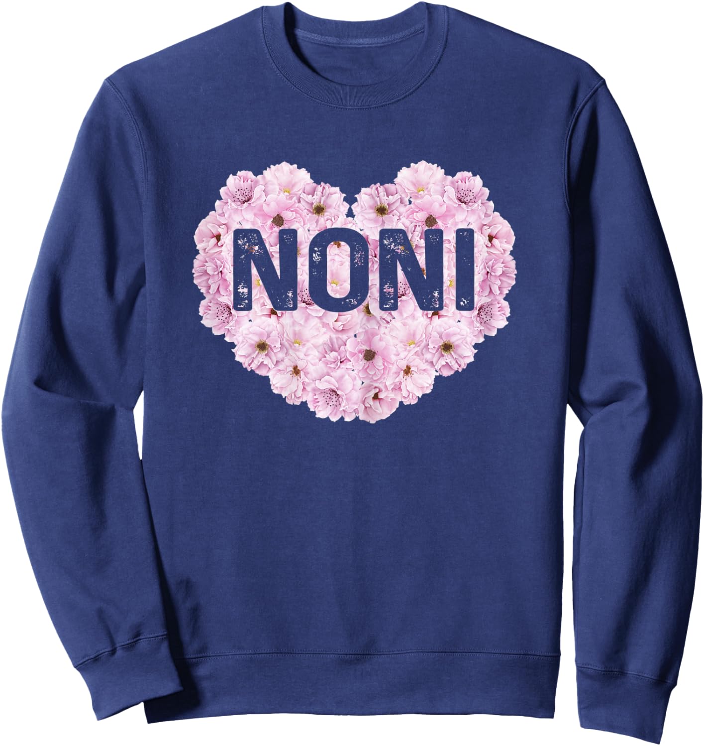 Noni Definition Grandma Funny Pink Flowers Heart Sweatshirt - Sweatshirt | Navy