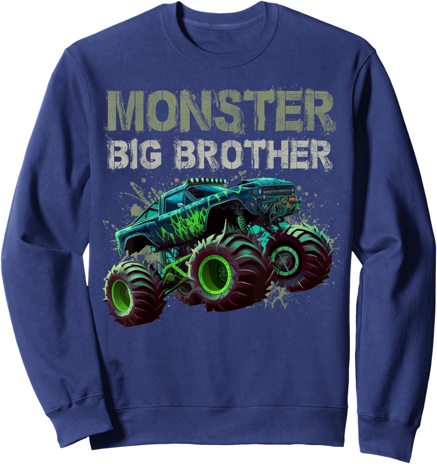 Monster Truck Big Brother Family Matching Truck Lovers Gift Sweatshirt - Sweatshirt | Navy