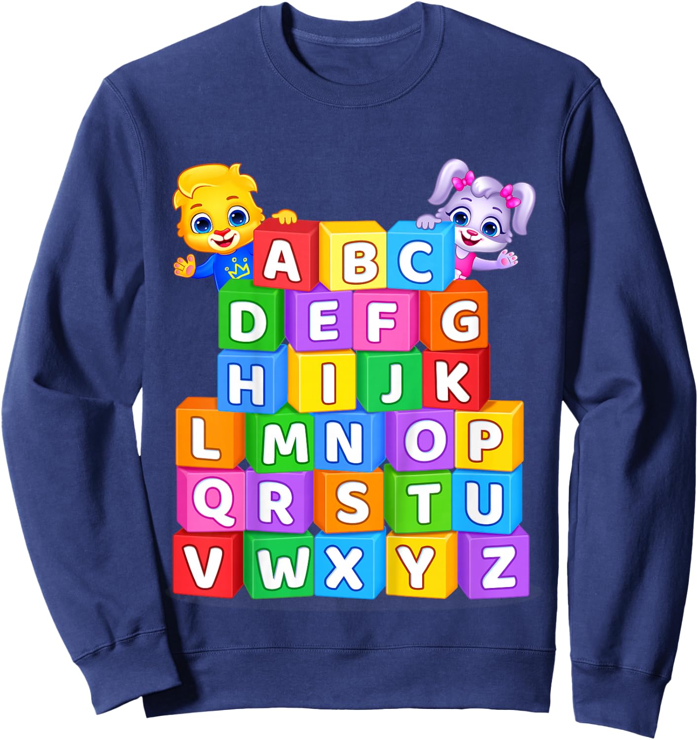 Colorful Alphabet Letters A to Z for Kids by Lucas & Friends Sweatshirt - Sweatshirt | Navy