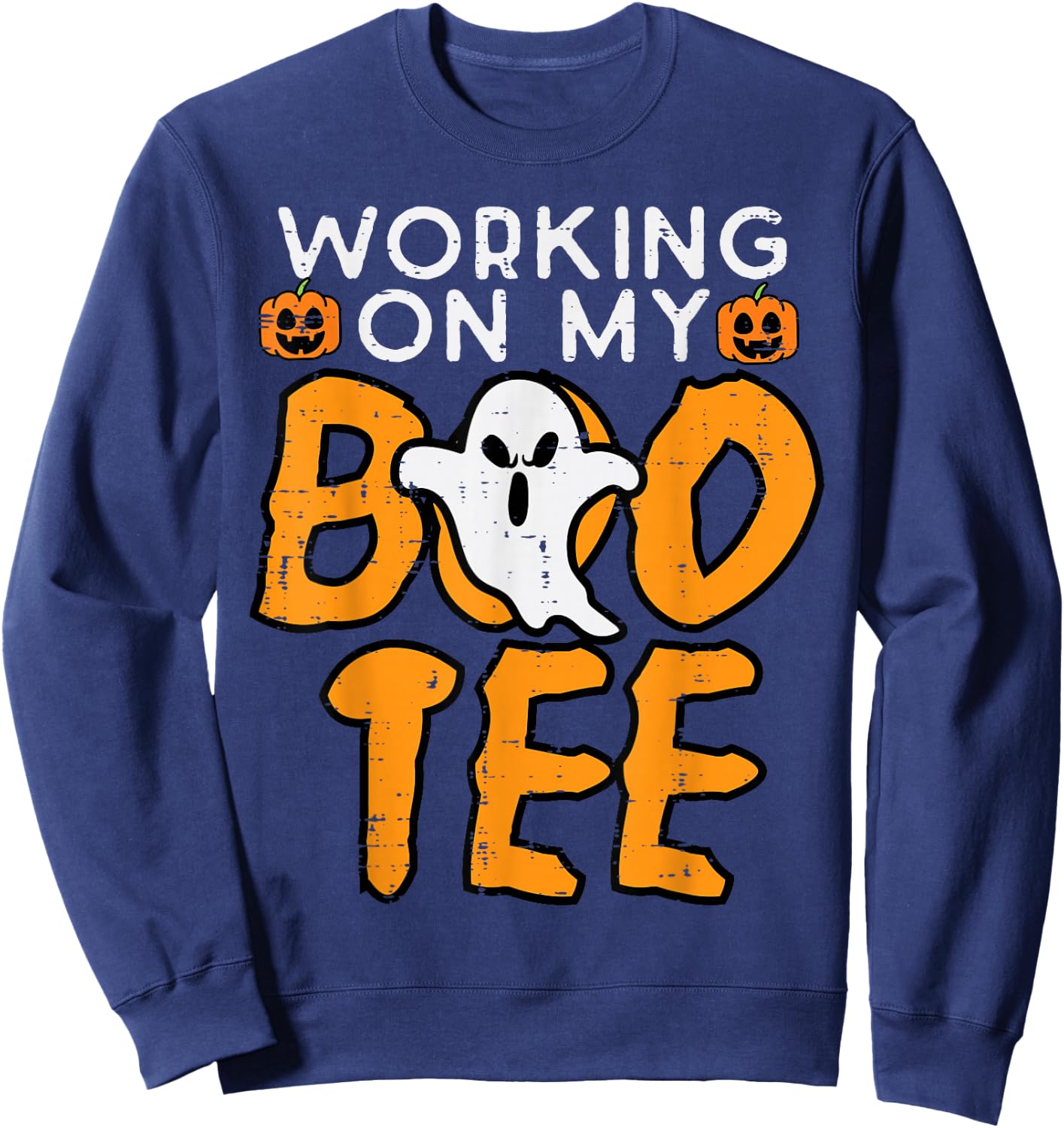 Working On My Boo Gym Fun Yoga Pilates Fitness Halloween Sweatshirt - Sweatshirt | Navy