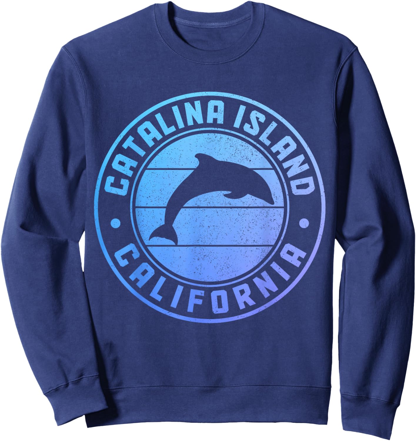 Catalina Island Dolphin Vintage California Sweatshirt - Sweatshirt | Navy