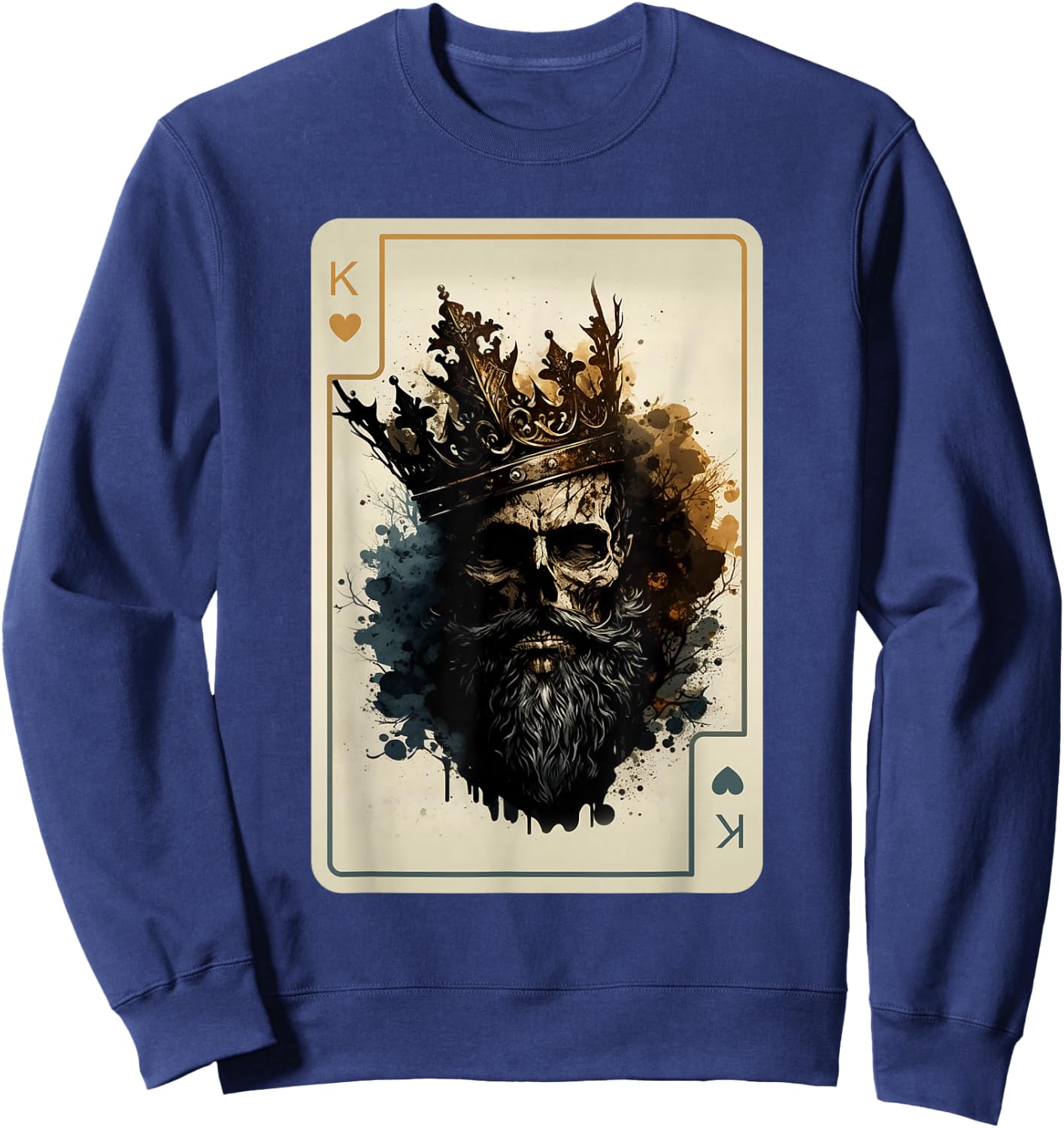 King of Hearts Creepy Card Game Poker Gothic Halloween Sweatshirt - Sweatshirt | Navy