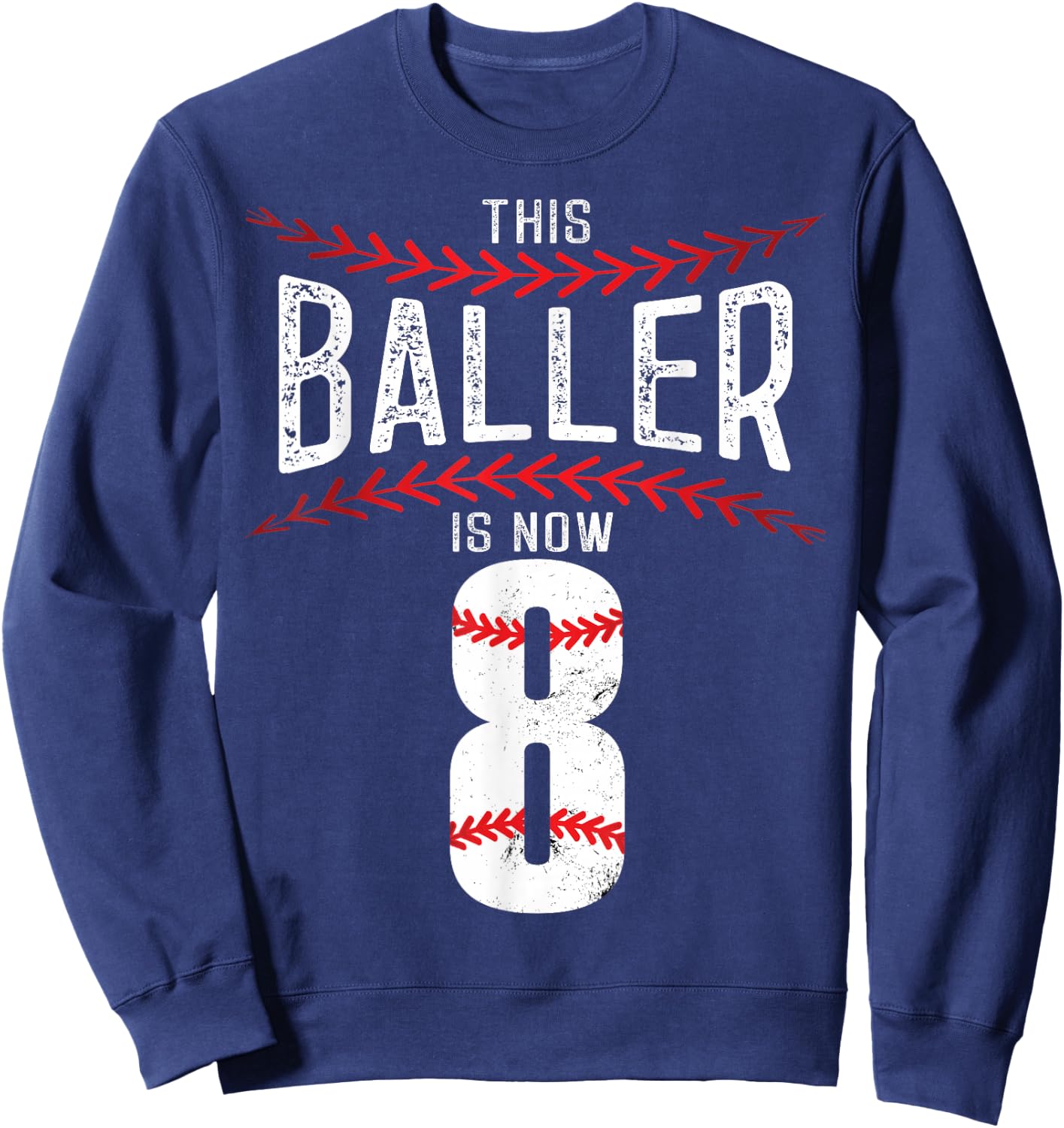 This Baller is now 8 Boy Baseball Birthday Party Sweatshirt - Sweatshirt | Navy