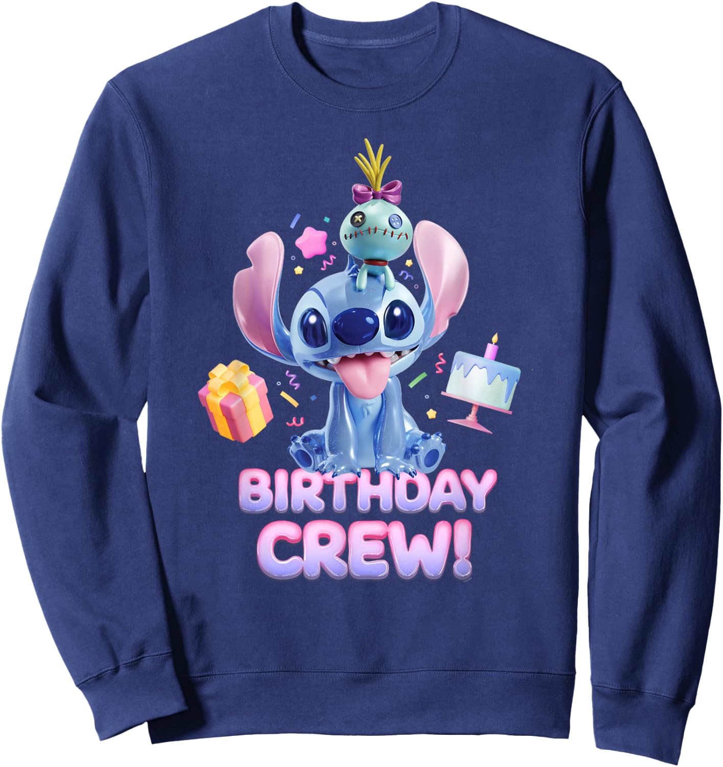 Disney Lilo & Stitch with Scrump Big Shiny Birthday Crew Sweatshirt - Sweatshirt | Navy
